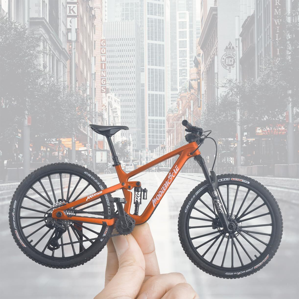 Kuasting Die-Cast Mountain Bike Toy Downhill Bicycle Model 18 Scale Mini Ds Cake Topper Dh Desktop Decoration Crafts For Cycling Lovers Bike Racers Athletes Children Boys And Girls (Orange)