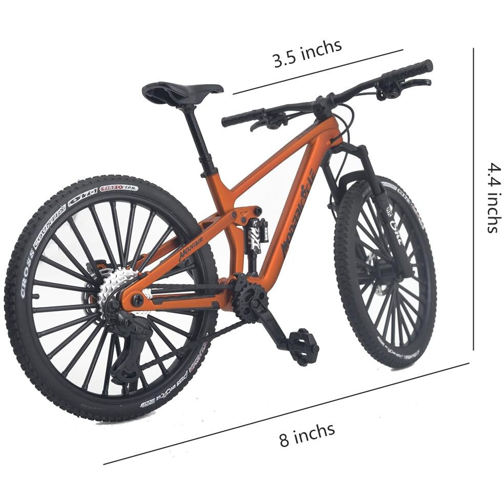 Kuasting Die-Cast Mountain Bike Toy Downhill Bicycle Model 18 Scale Mini Ds Cake Topper Dh Desktop Decoration Crafts For Cycling Lovers Bike Racers Athletes Children Boys And Girls (Orange)