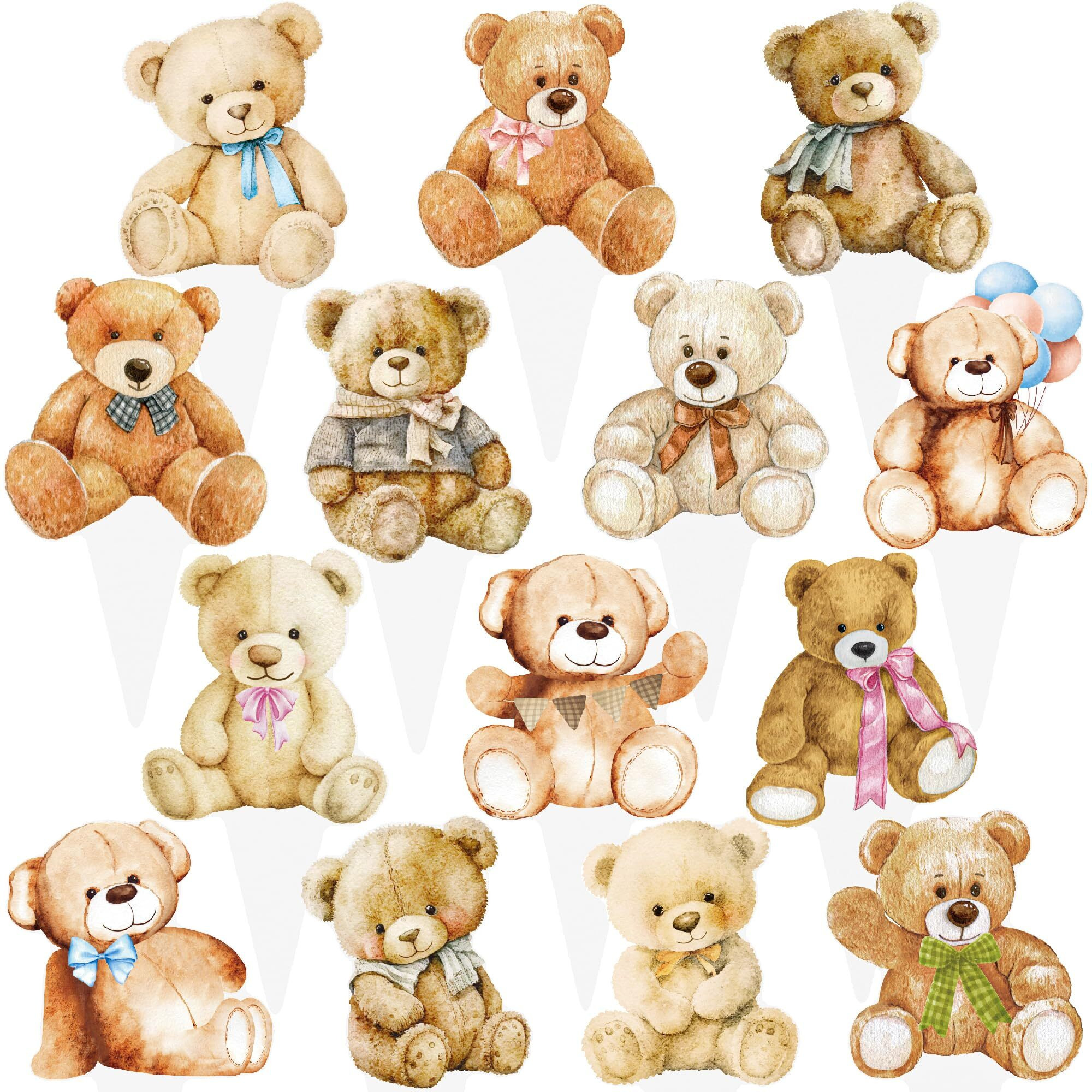 Bear Baby Shower Decorations - 48Pcs Teddy Bear Cupcake Toppers - We Can Bearly Wait Picks For Gender Reveal Theme, Kids Birthday Party Supplies