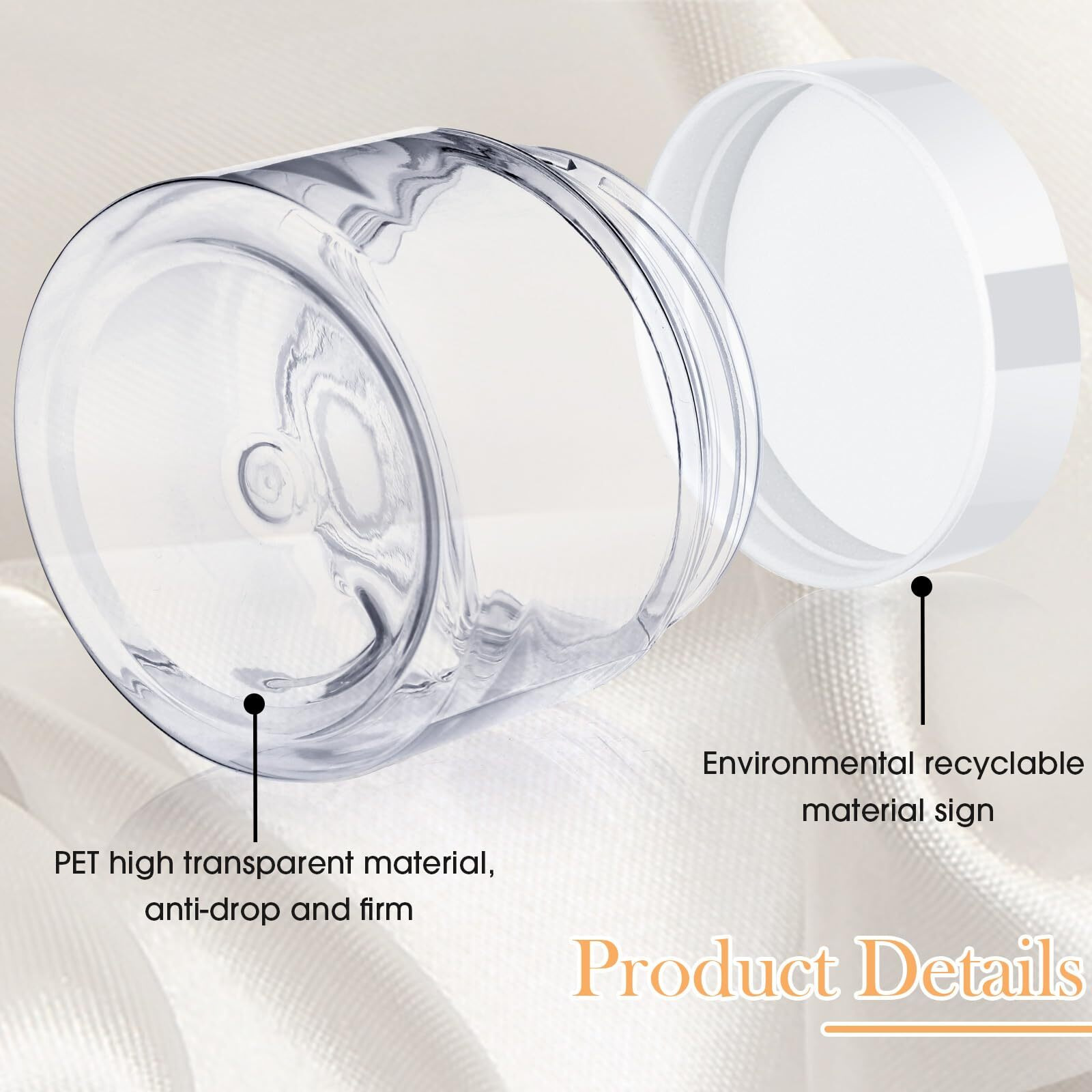 Satinior 100 Pcs Plastic Jars With Lids Small Containers Lids Wide Mouth Small Plastic Containers For Lotion Cream Rhinestones Body Butters Travel Storage (6 Oz,Clear With White Lid)