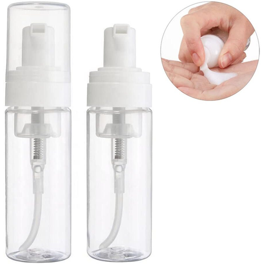 3Pcs 100Ml 3.4Oz Empty Clear Plastic Press Foaming Soap Pump Dispensers Spray Bottle Containers With Atomizer For Soap Foam Lotion Bathroom Accessory