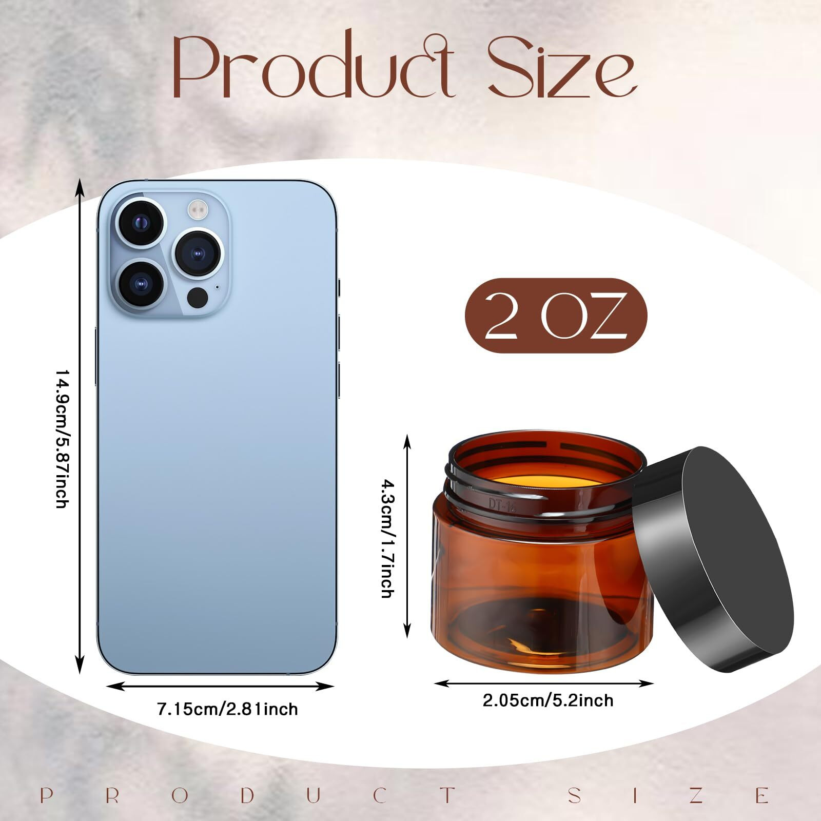 Satinior 100 Pcs Plastic Jars With Lids Small Containers Lids Wide Mouth Small Plastic Containers For Lotion Cream Rhinestones Body Butters Travel Storage(2 Oz,Amber With Black Lid)