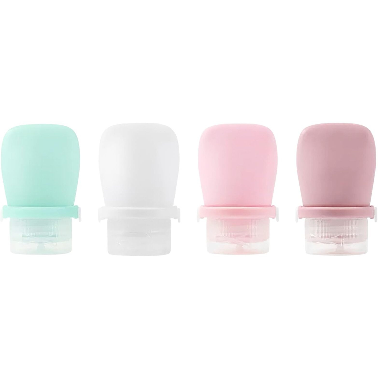 4 Pack 1Oz Silicone Travel Bottles Leak Proof Squeeze Bottles For Toiletries Shampoo Conditioner Lotion Salad Dressing Travel Size Containers