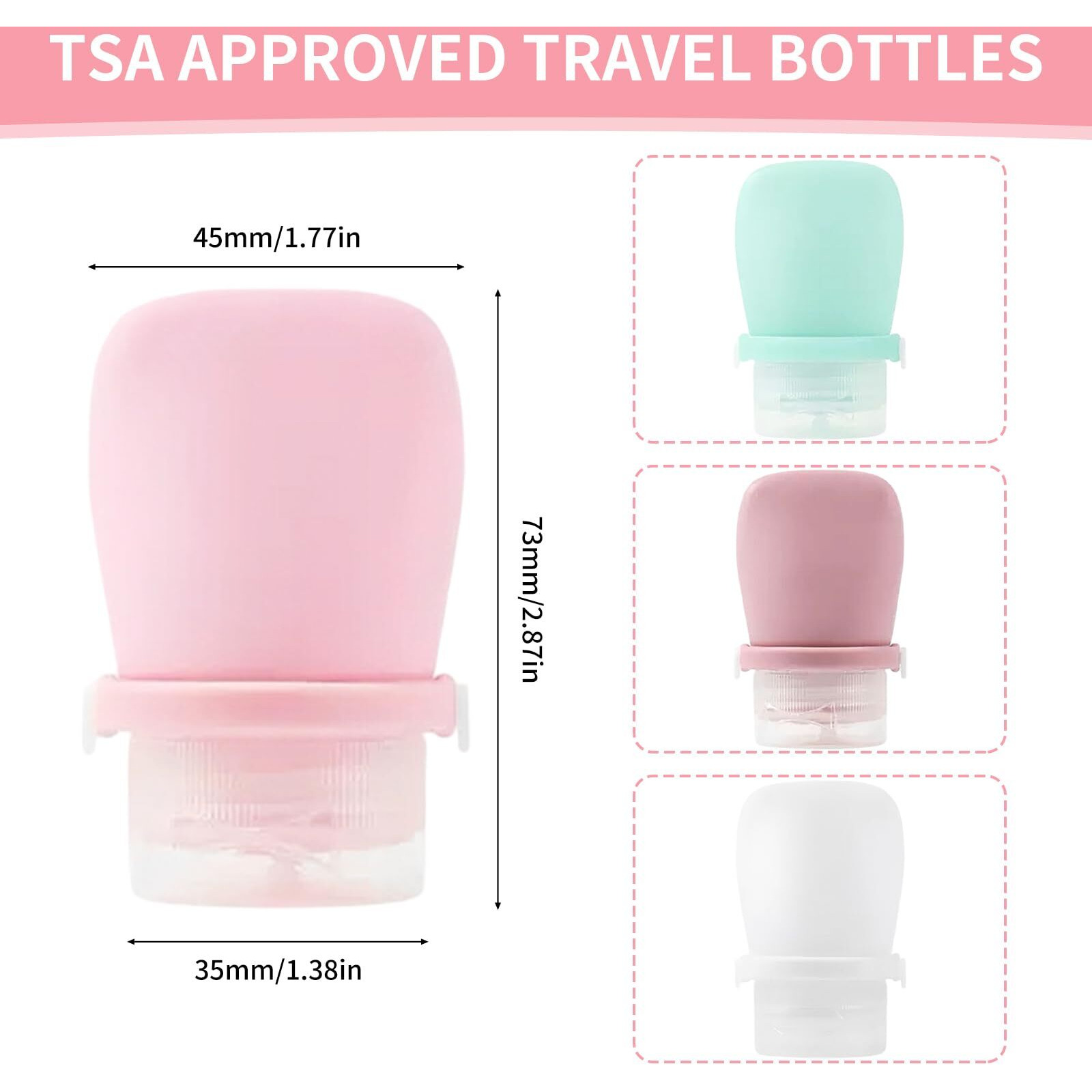 4 Pack 1Oz Silicone Travel Bottles Leak Proof Squeeze Bottles For Toiletries Shampoo Conditioner Lotion Salad Dressing Travel Size Containers