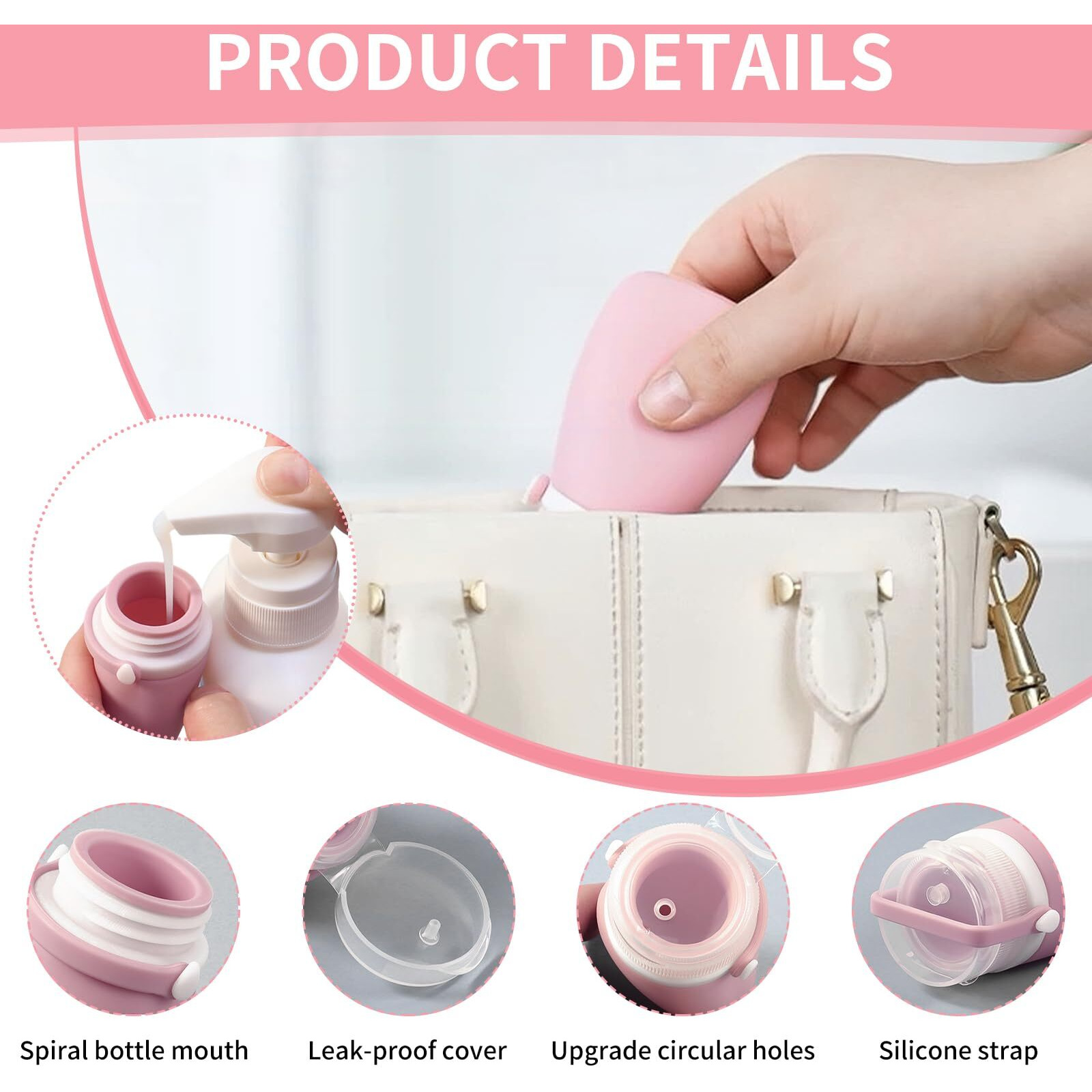 4 Pack 1Oz Silicone Travel Bottles Leak Proof Squeeze Bottles For Toiletries Shampoo Conditioner Lotion Salad Dressing Travel Size Containers
