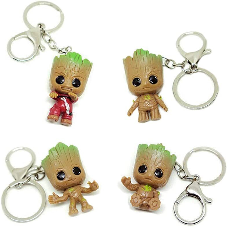 Vnfly 4-Pack Cute Keychain Lovely Animal Characters, Mini Figure Collection Playset, Plant Pot Decoration, Cake Topper Decoration