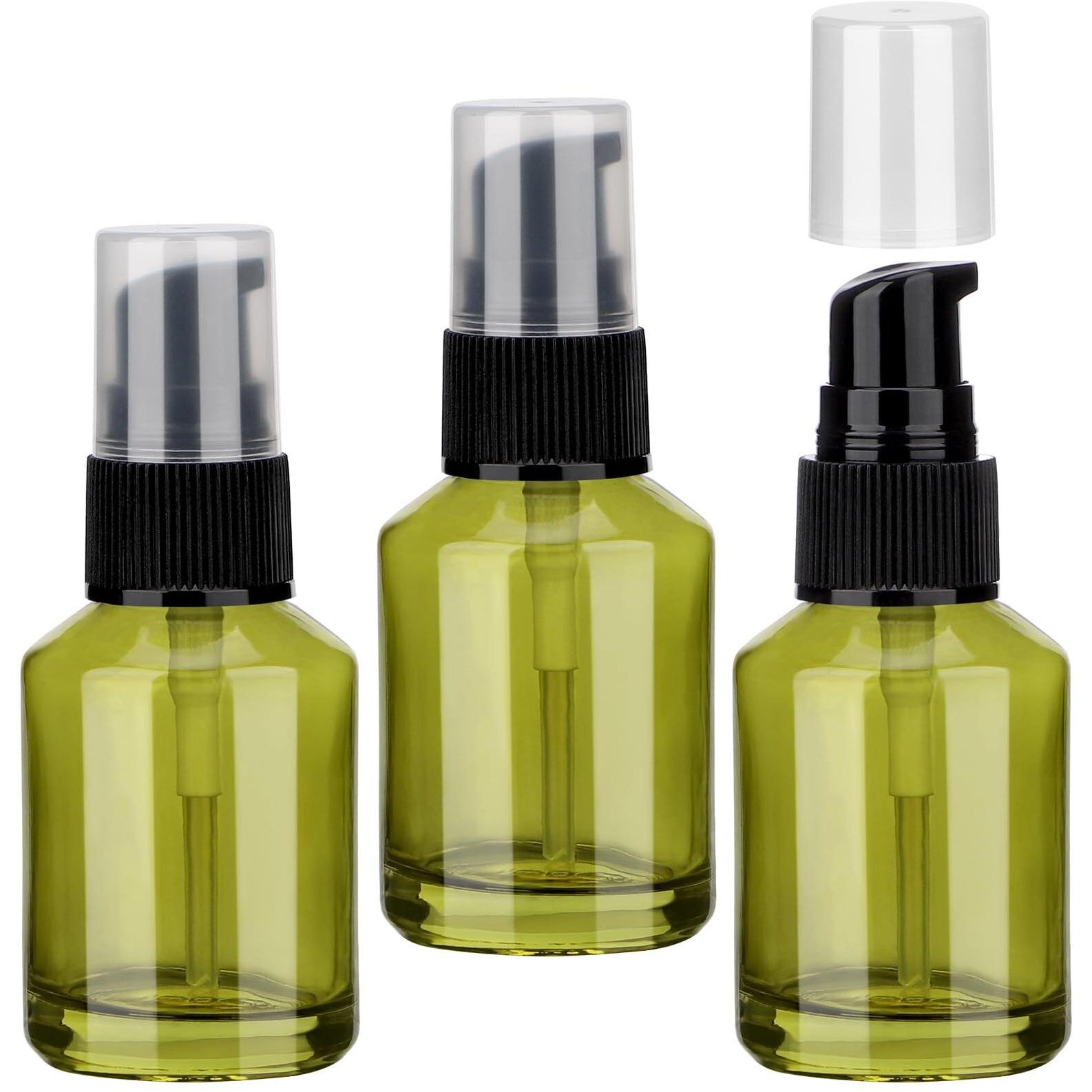 Segbeauty 3Pcs Empty Refillable Glass Creams Lotions Bottles, 1Oz 30Ml Travel Glass Pump Bottle Lotion Container Foundation Bottle For Travel, Leak Proof Containers For Oils