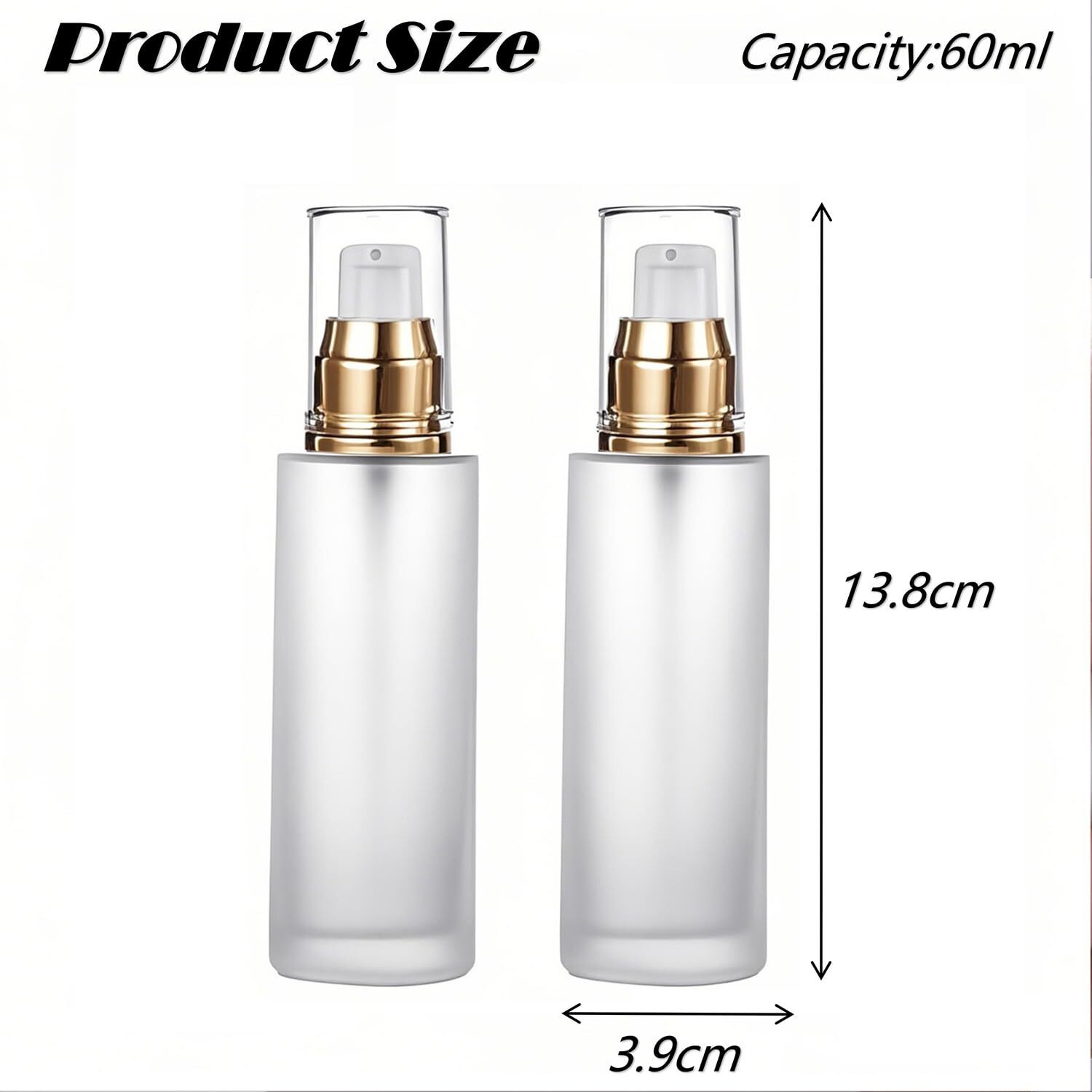 Doromy 3Pcs Frosted Glass Lotion Pump Bottles Refillable Comestic Bottles Empty Travel Containers 60Ml/20Z With Pump Dispensers For Makeup Cream Emulsion Lotion Essential Oils