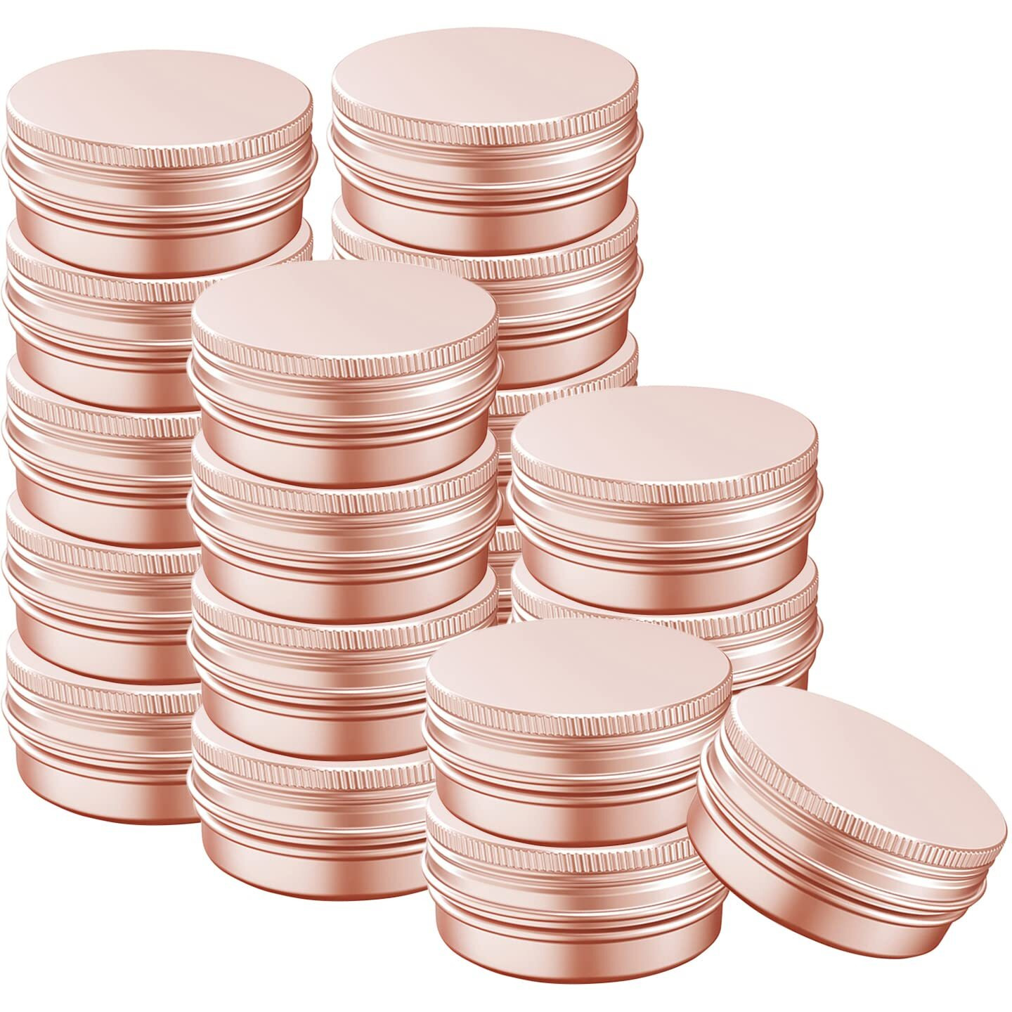 2 Ounce Aluminum Tin Jar With Screw Cap 60Ml Tin Cans Refillable Containers For Cosmetic, Lip Balm, Cream, Lotion, Balms, Spices, Salve, Rose Gold 20 Pcs