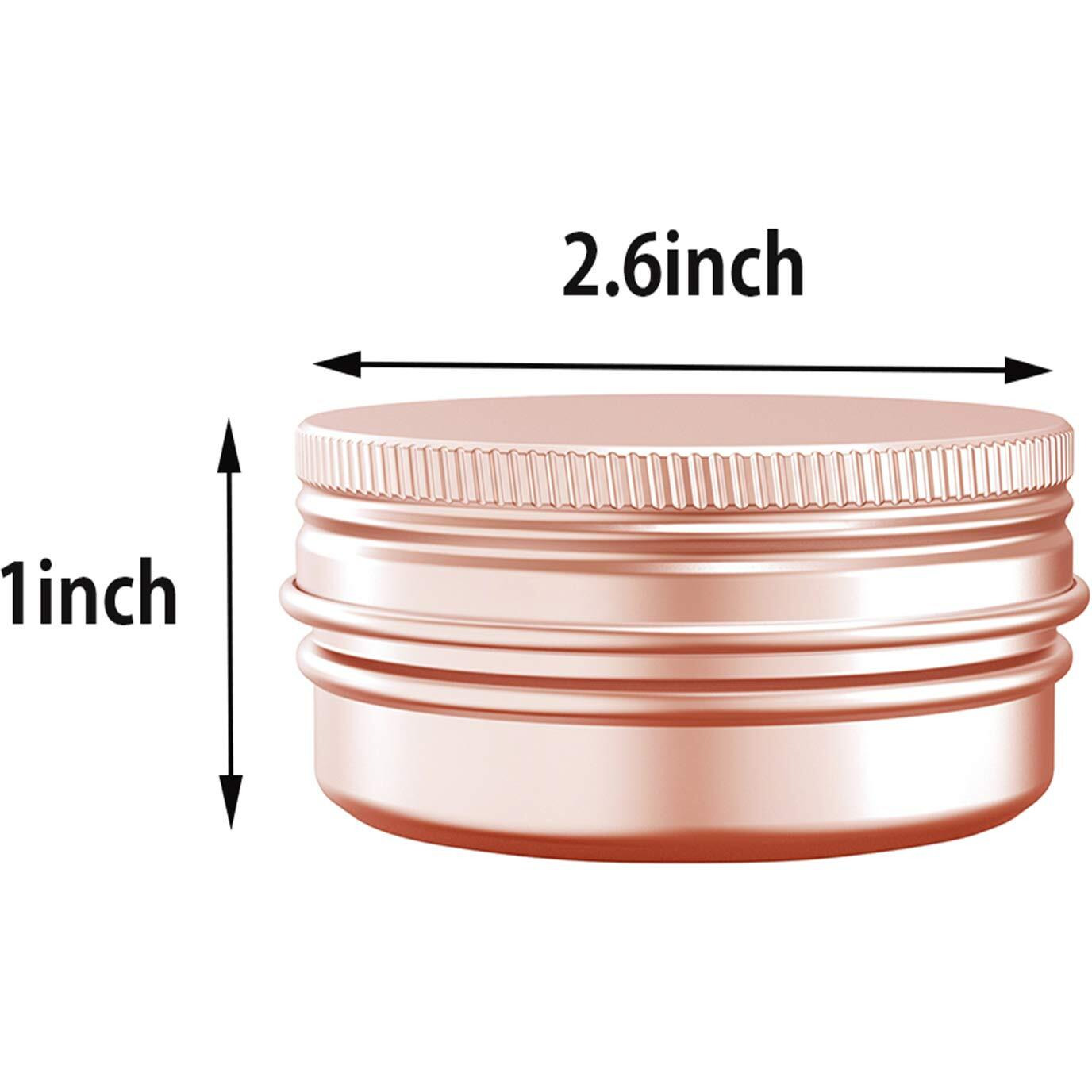 2 Ounce Aluminum Tin Jar With Screw Cap 60Ml Tin Cans Refillable Containers For Cosmetic, Lip Balm, Cream, Lotion, Balms, Spices, Salve, Rose Gold 20 Pcs