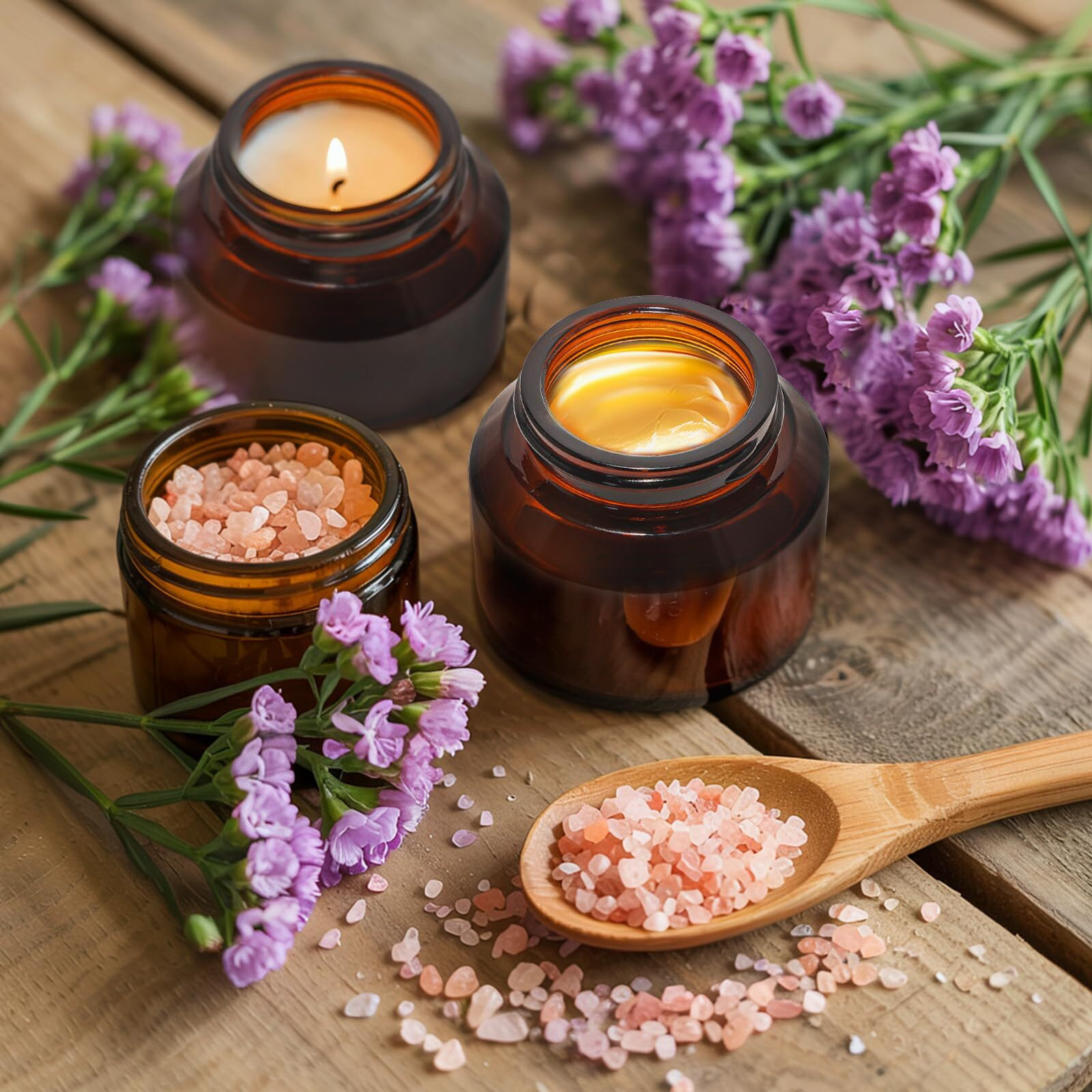 Upbud Amber 1.7Oz Small Glass Jars With Lids - 24 Pack Leakproof Cosmetic Containers Durable With Inner Liners, Sealable For Creams, Lotions, Essential Oils, Body Butter, Travel Samples