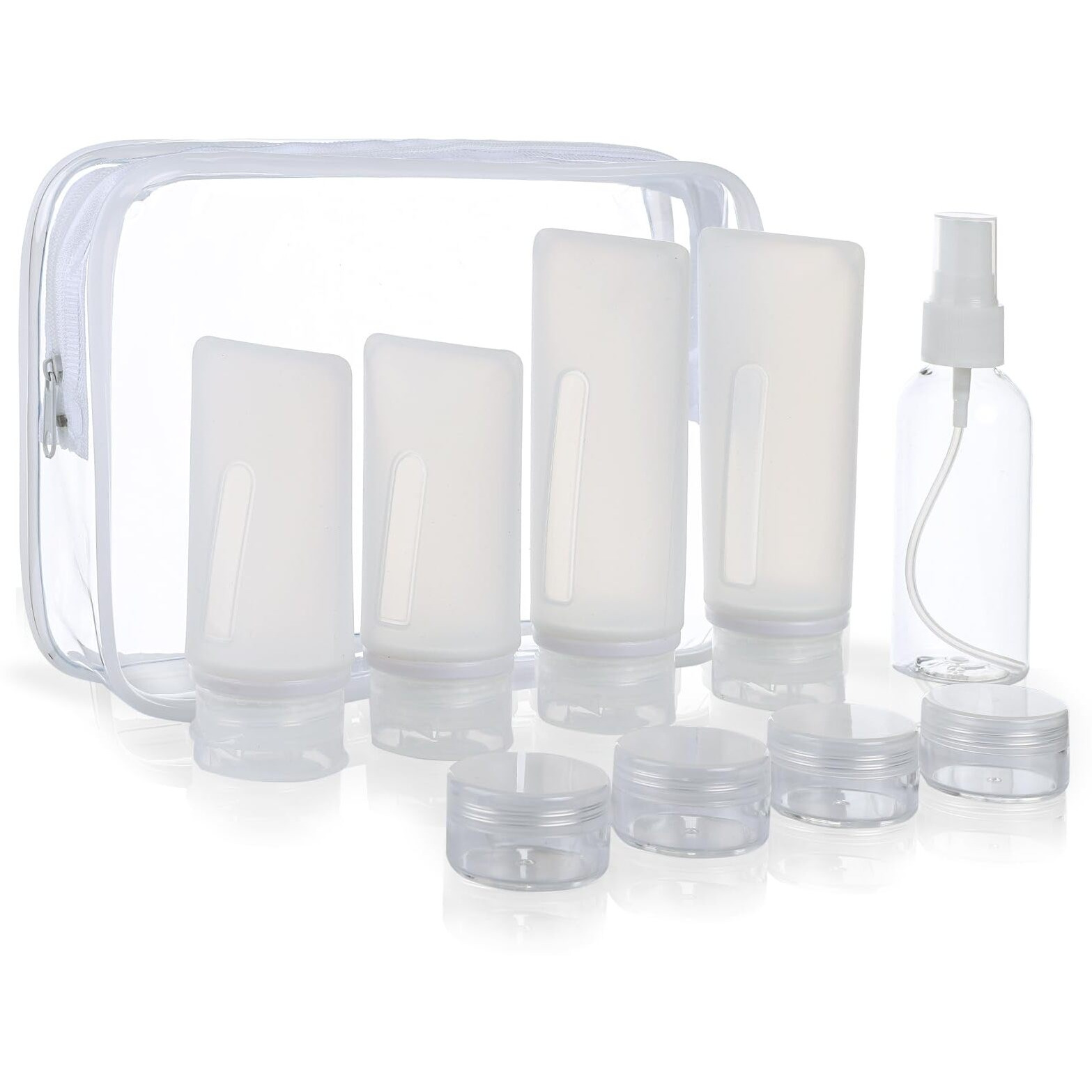 17 Pack Silicone Travel Bottles Kit For Toiletries, Tsa Approved Travel Size Portable Refillable Pouch Containers Leak Proof Accessories Essentials Set For Shampoo Conditioner Lotion White