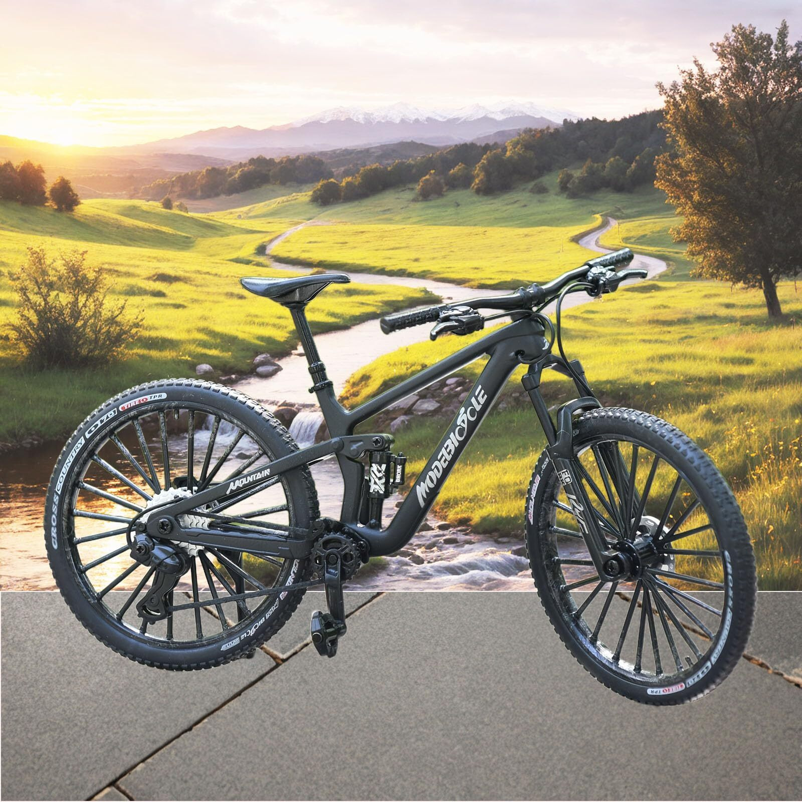 Kuasting 18 Scale Die-Cast Mini Mountain Bike Toy Downhill Bicycle Model Ds Cake Topper Dh Desktop Decoration Crafts For Cycling Lovers Bike Racers Athletes Children Boys And Girls (Black)