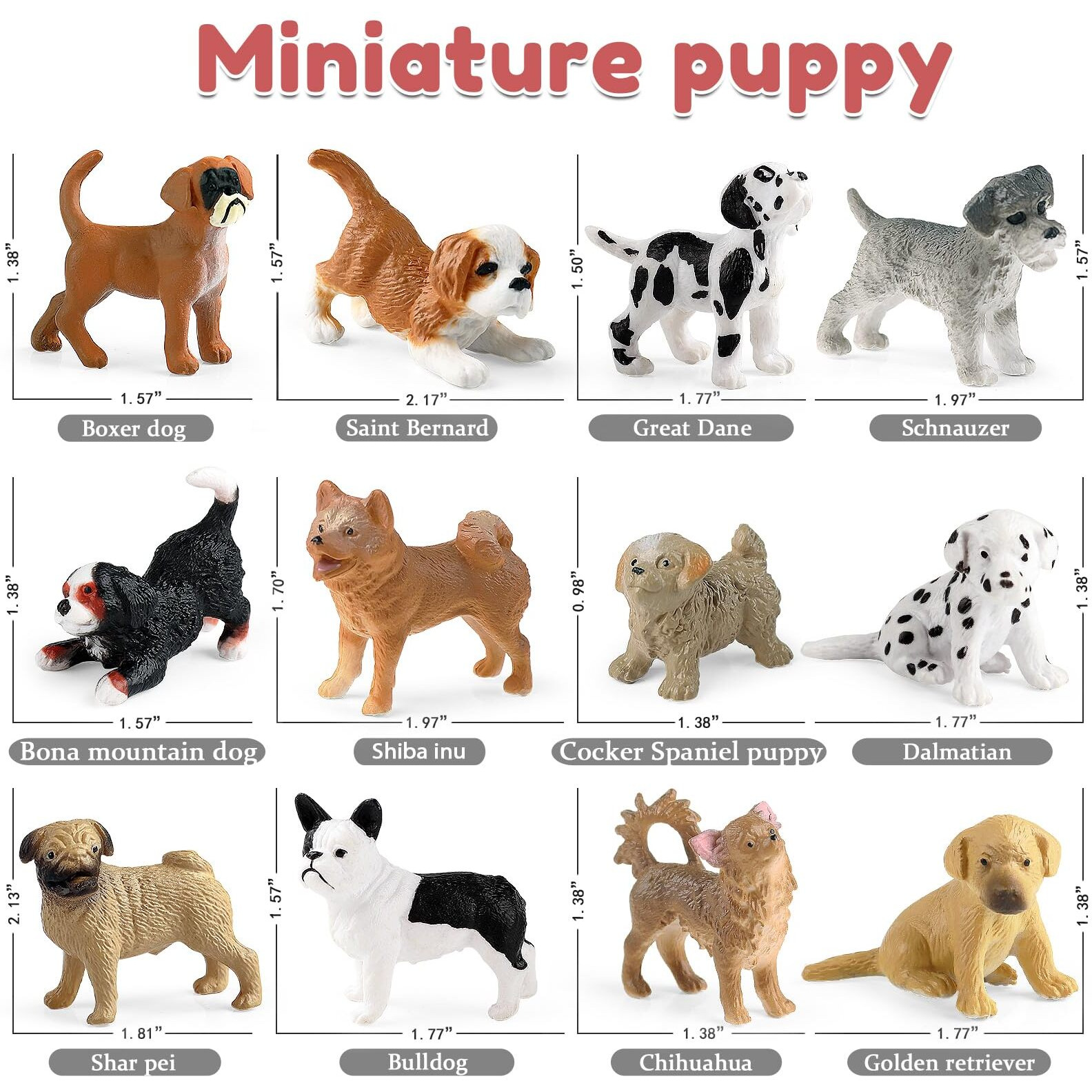 12Pcs Mini Dog Figurines, Plastic Animals Mini Dog Figures Realistic Hand Painted Tiny Dog Toys Playset For Kids Toddlers, Miniature Puppy Toys Cake Topper Christmas Birthday Gift