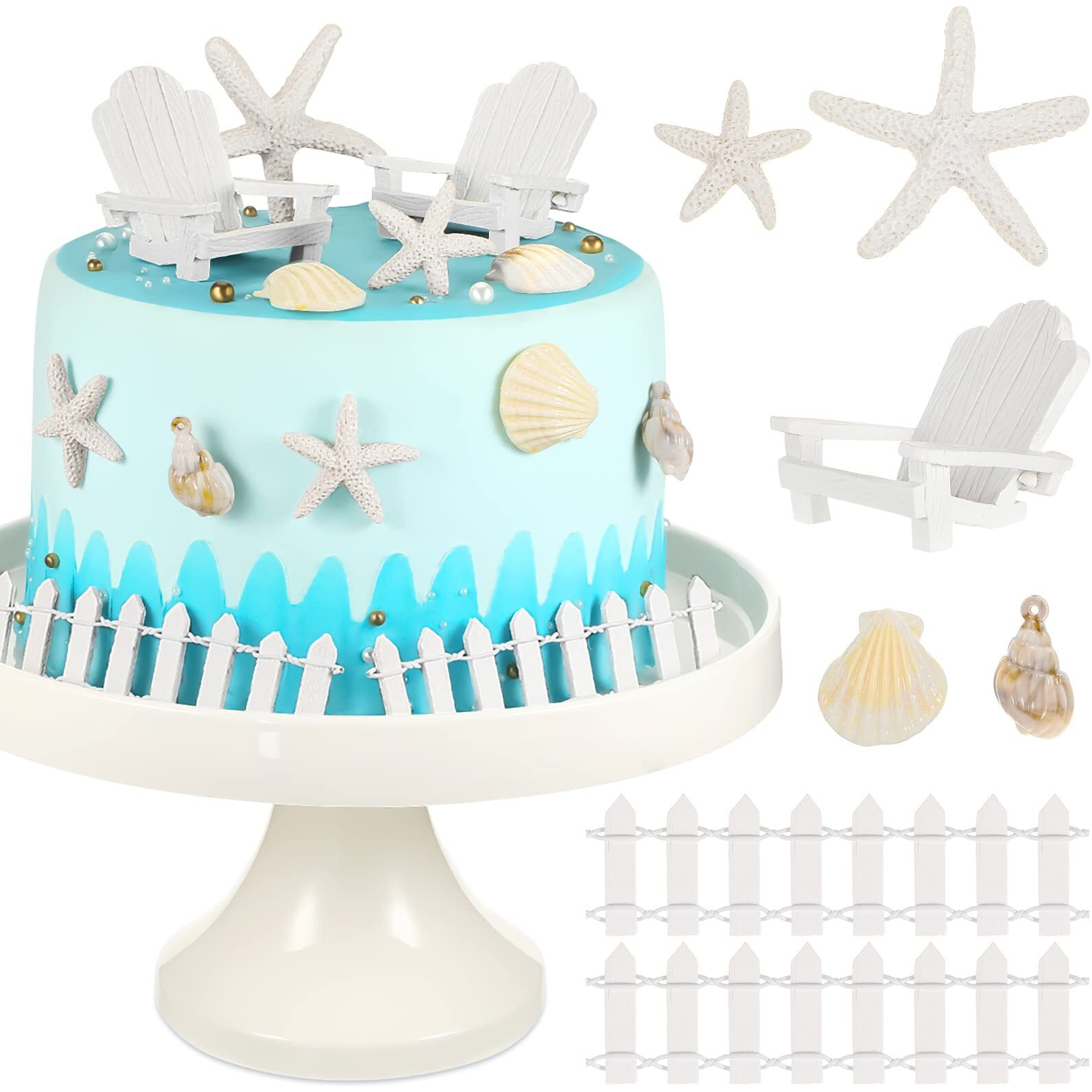 Qunclay 27 Pcs Beach Chair Cake Topper Decorations Adirondack Chair Cake Topper Wedding Mini Pool Beach Theme Decorations Summer Mini Doll Furniture For Dollhouse Engagement Anniversary