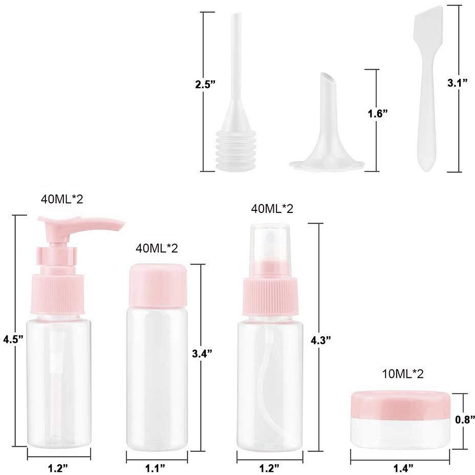 Vitog Travel Bottles Kit, Tsa Approved Leak Proof Portable Toiletry Containers Set, Clear Pet Flight Size Cosmetic Containers For Lotion, Shampoo, Cream, Soap, Set Of 11
