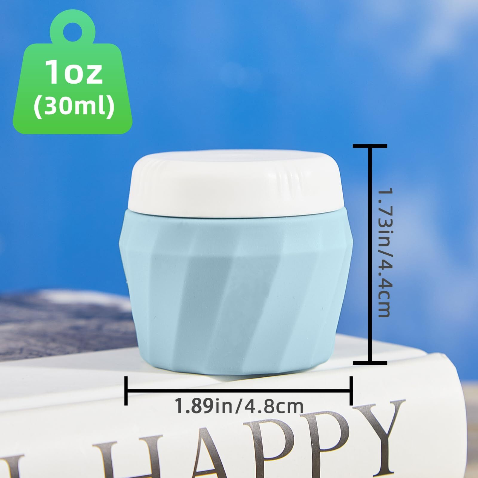 Travel Containers For Toiletries, Premium Silicone Cosmetic Cream Jars, Tsa Approved Leak-Proof Refillable Travel Size Toiletries With Clear Bag For Cosmetic Face Body Cream (Green, 1Oz)