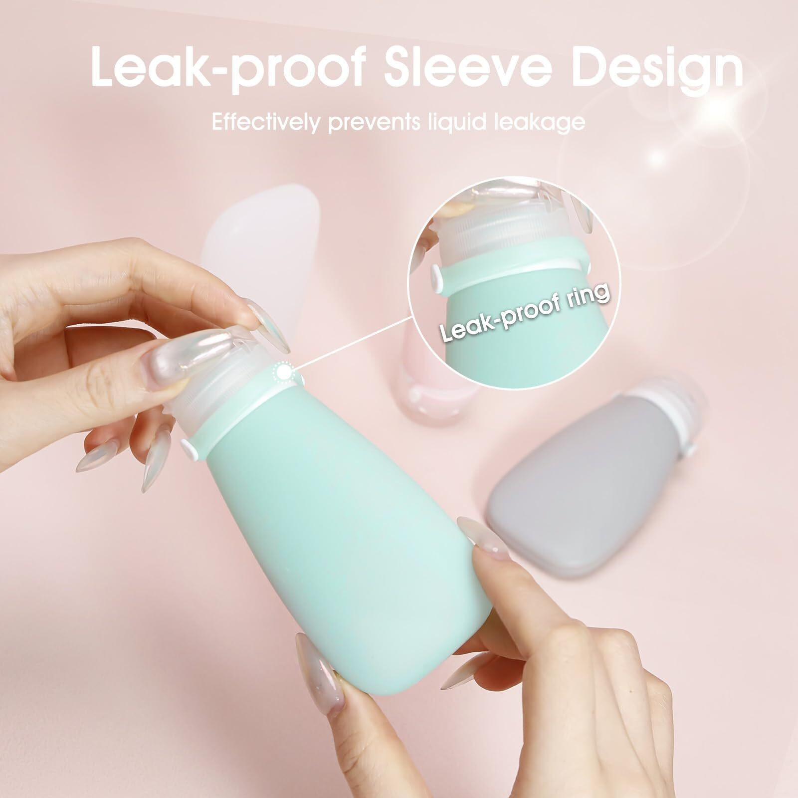 Wzsipod 6Pcs Leakproof Travel Size Toiletries Bottles Set - Leakproof Silicone Travel Bottles Tsa Approved, 3Oz+2Oz+1Oz Travel Toiletry Set For Shampoo, Lotion, Cream