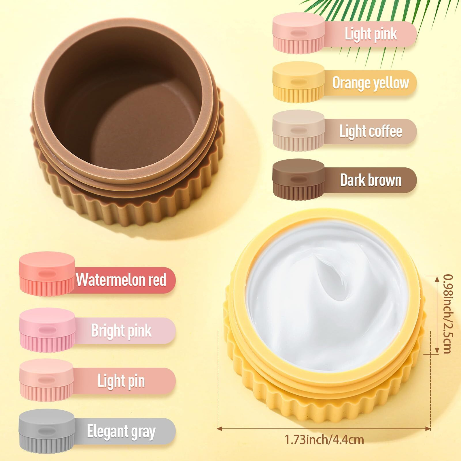 Maxcheck 8 Pcs Small Silicone Cream Jars With Lids 0.7 Oz/ 20 Ml Travel Containers For Toiletries Mini Cosmetic Jars Refillable Travel Moisturizer Container For Makeup Face Body Hand Cream