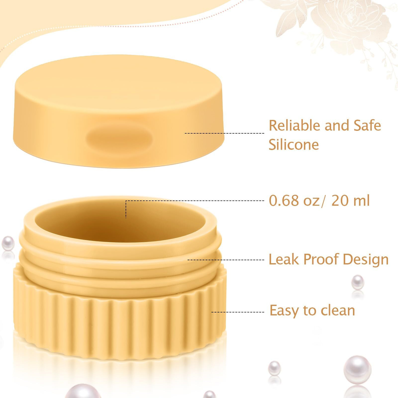 Maxcheck 8 Pcs Small Silicone Cream Jars With Lids 0.7 Oz/ 20 Ml Travel Containers For Toiletries Mini Cosmetic Jars Refillable Travel Moisturizer Container For Makeup Face Body Hand Cream