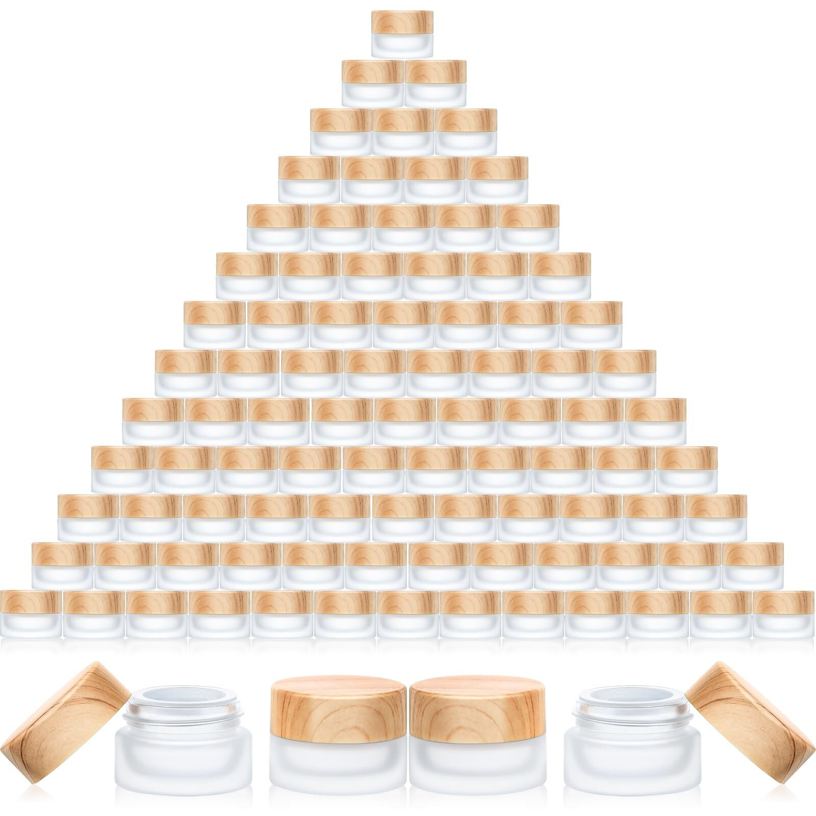 Geiserailie Glass Cosmetic Containers Empty Sample Jars With Leak Proof Lids Makeup Sample Containers For Lotion Cream Cosmetic(150 Pieces,5 Gram)