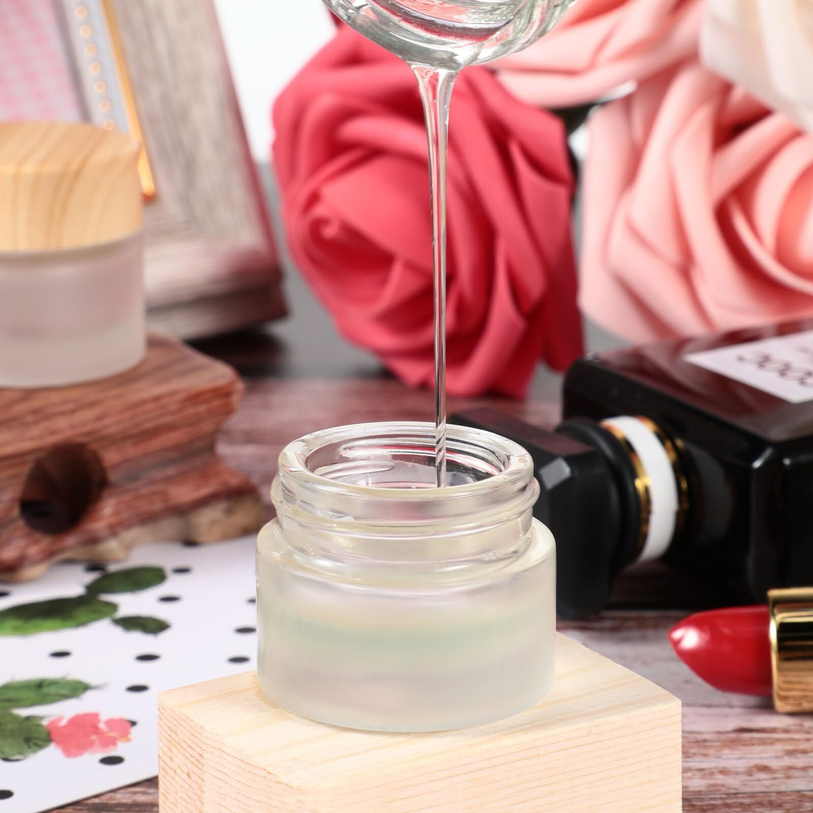 Geiserailie Glass Cosmetic Containers Empty Sample Jars With Leak Proof Lids Makeup Sample Containers For Lotion Cream Cosmetic(150 Pieces,5 Gram)