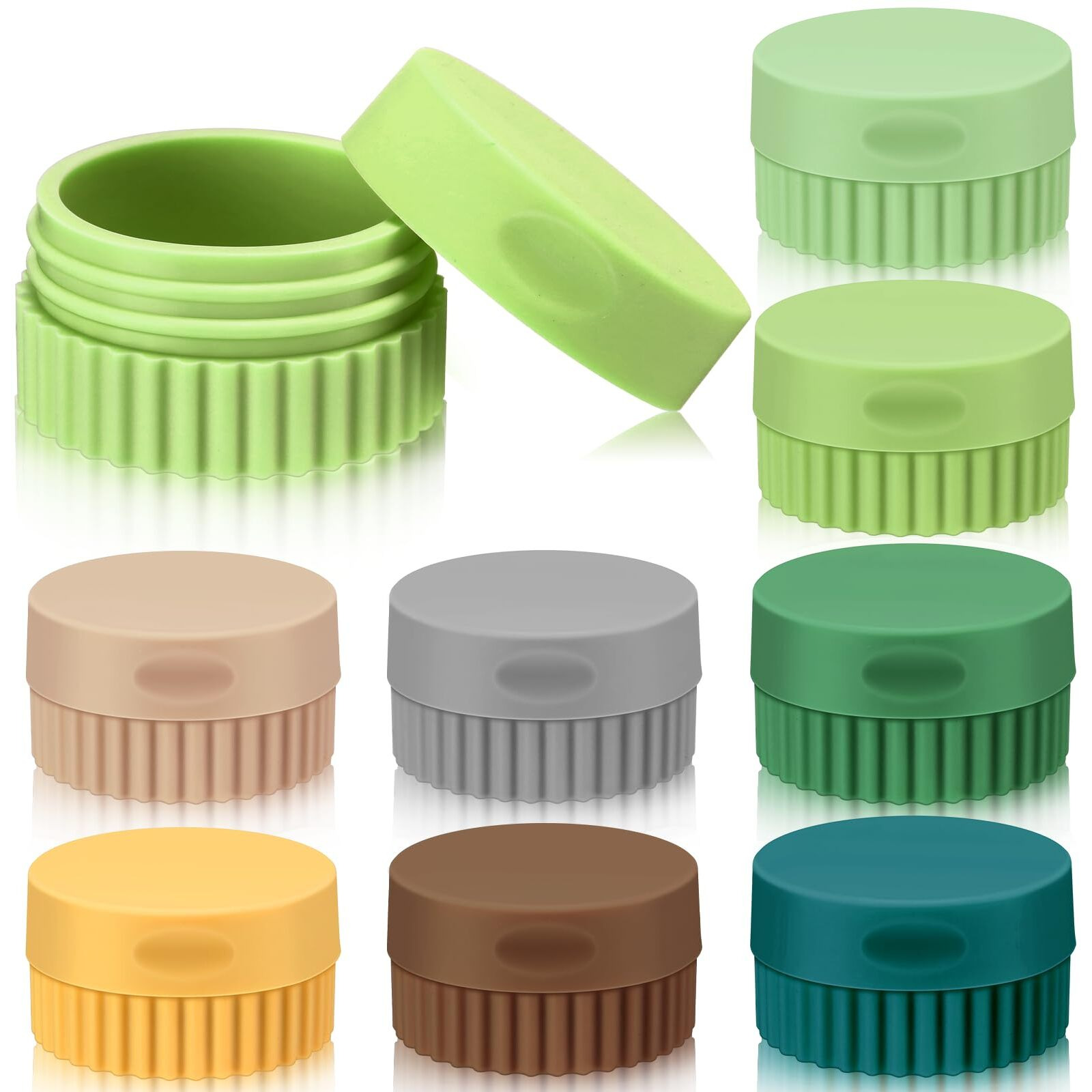Maxcheck 8 Pcs Small Silicone Cream Jars With Lids 0.7 Oz/ 20 Ml Travel Containers For Toiletries Mini Cosmetic Jars Refillable Travel Moisturizer Container For Makeup Face Body Hand(Bright Colors)