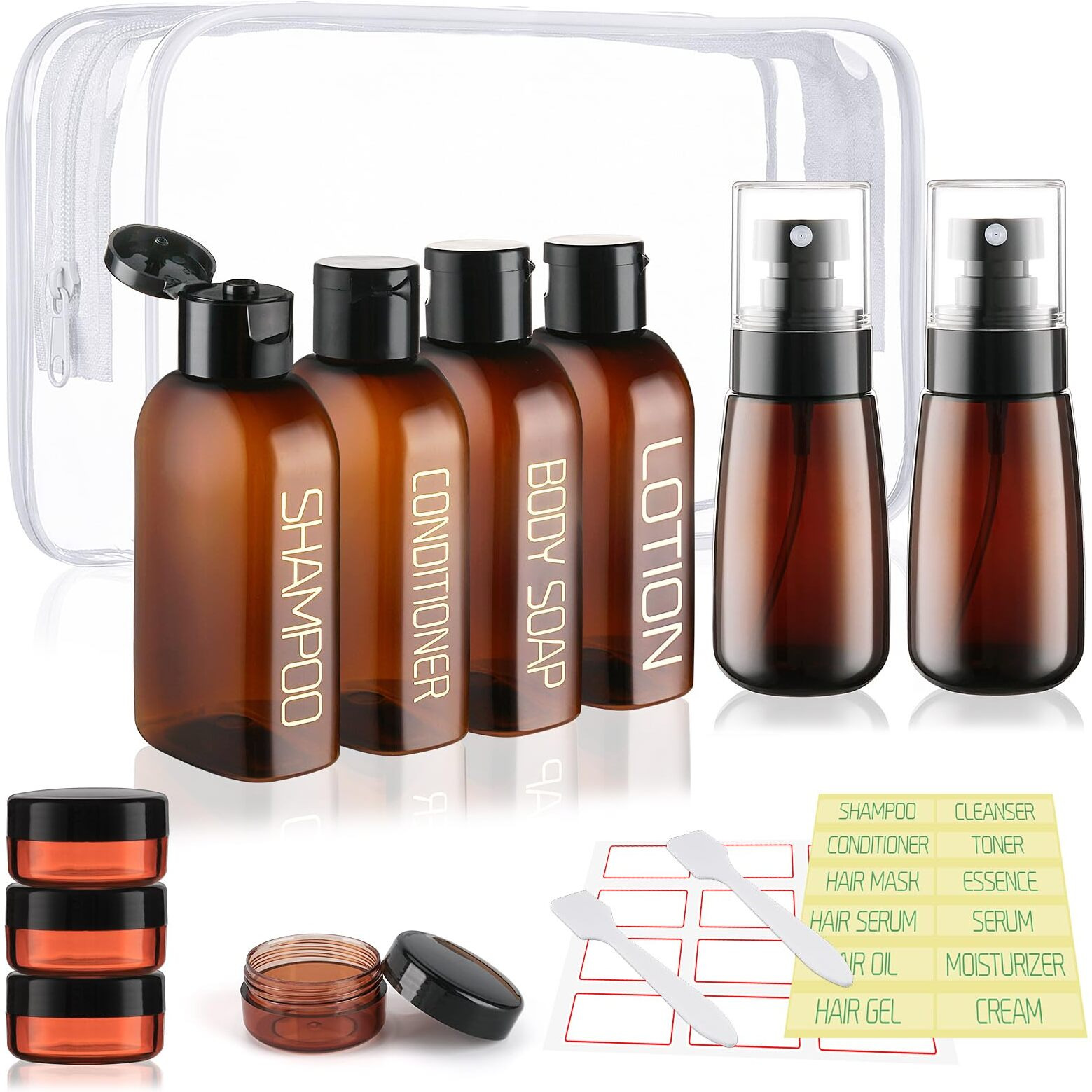 Cosywell Travel Bottles For Toiletries 10Pcs Tsa Approved Shampoo And Conditioner Bottles Leakproof Plastic Spray Bottle Refillable Travel Containers For Cream Lotion Rose Water