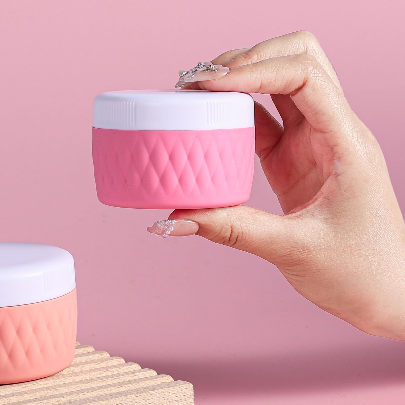 Kuangre Travel Containers For Toiletries, Silicone Cream Jars Bpa-Free, Tsa Approved 2Oz Travel Size Containers, Leak-Proof Silicone Jars With Lid For Cosmetic Face Hand Body Cream (4 Pack)