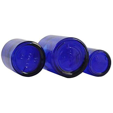 2Pcs 60Ml/2Oz Blue Glass Pump Bottles With Black Pump Top Cosmetic Make-Up Cream Lotion Sample Packing Storage Container Vial Jar For Emulsion Essence