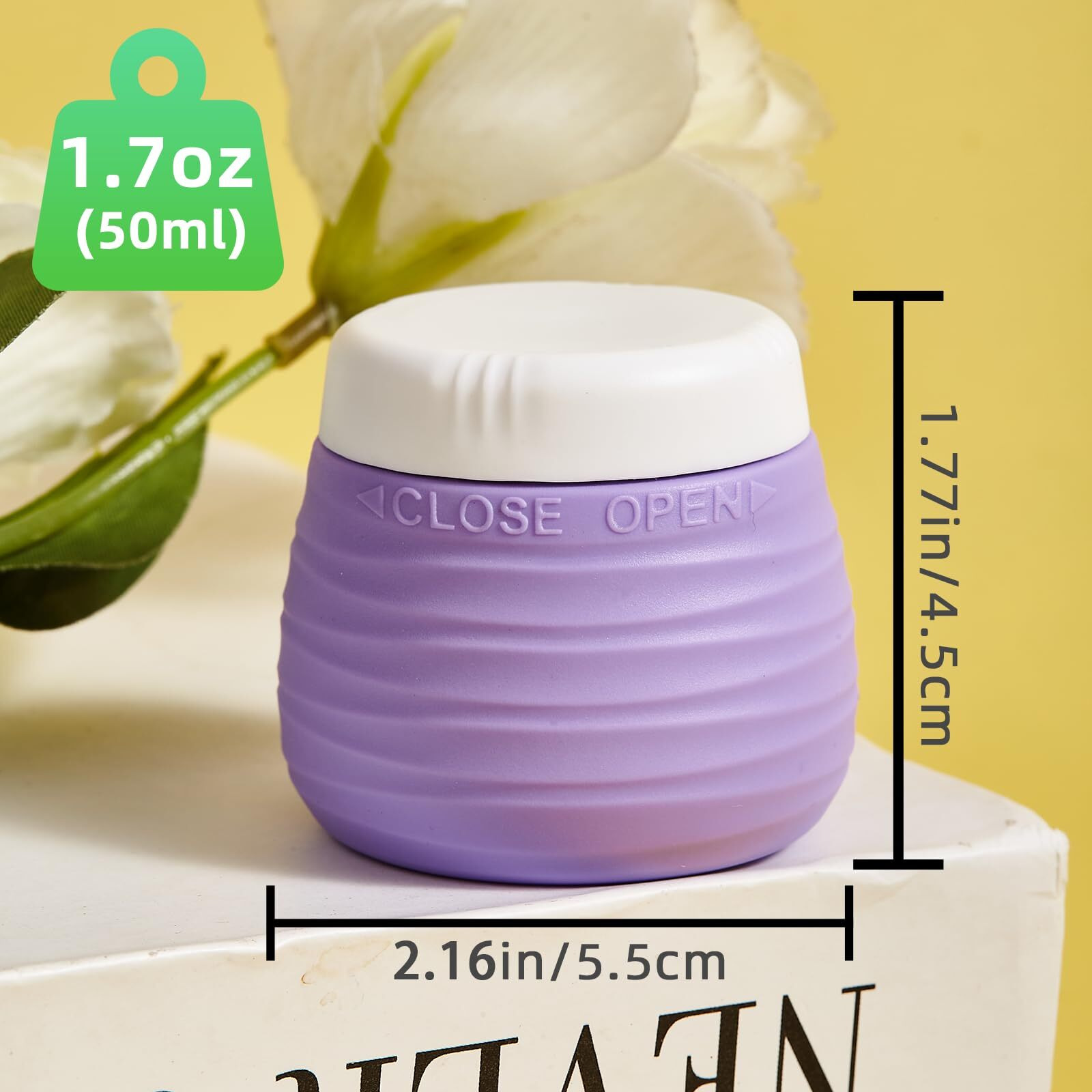 Silevoler Travel Containers For Toiletries, 1.7Oz Travel Size Premium Silicone Cosmetic Cream Jars, Tsa Approved Leak-Proof Refillable Accessories W/Toiletry Bag For Cosmetic Face Body Cream(Vibrant)
