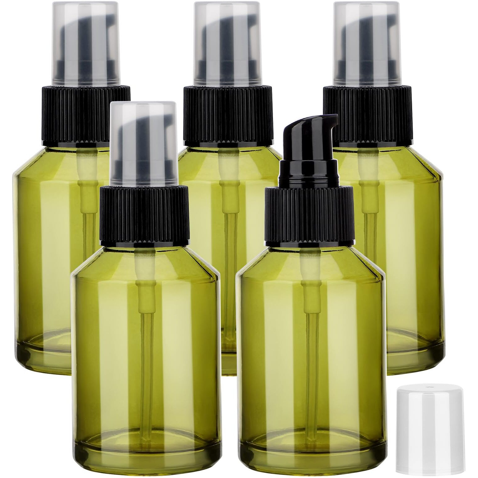 Segbeauty 5Pack Empty Refillable Glass Creams Lotions Bottles, 2Oz 60Ml Travel Glass Pump Bottle Lotion Container Foundation Bottle For Travel, Leak Proof Containers For Oils