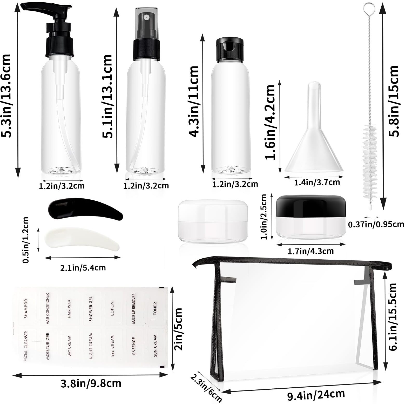 Giloner Travel Bottles For Toiletries, Tsa Approved 13Pcs Leak Proof Travel Bottles Set, High Transparency Plastic Travel Containers With Toiletries Bag For Cosmetics Shampoo Lotion Cream
