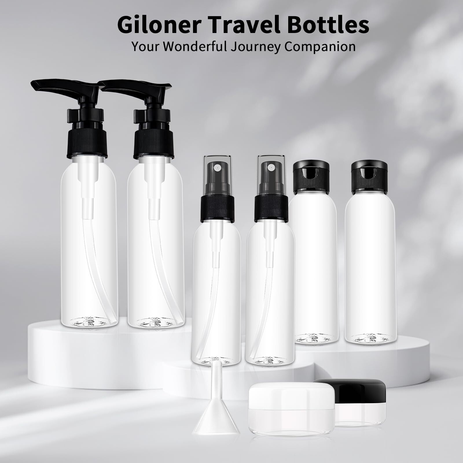 Giloner Travel Bottles For Toiletries, Tsa Approved 13Pcs Leak Proof Travel Bottles Set, High Transparency Plastic Travel Containers With Toiletries Bag For Cosmetics Shampoo Lotion Cream