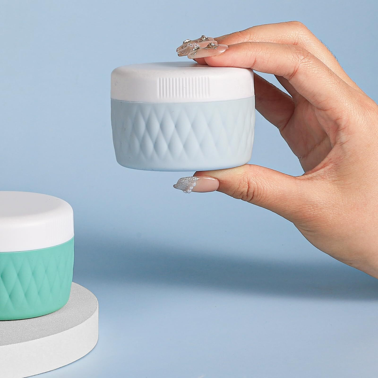 Kuangre Travel Containers For Toiletries, Silicone Cream Jars Bpa-Free, Tsa Approved 2Oz Travel Size Containers, Leak-Proof Silicone Jars With Lid For Cosmetic Face Hand Body Cream (4 Pack)