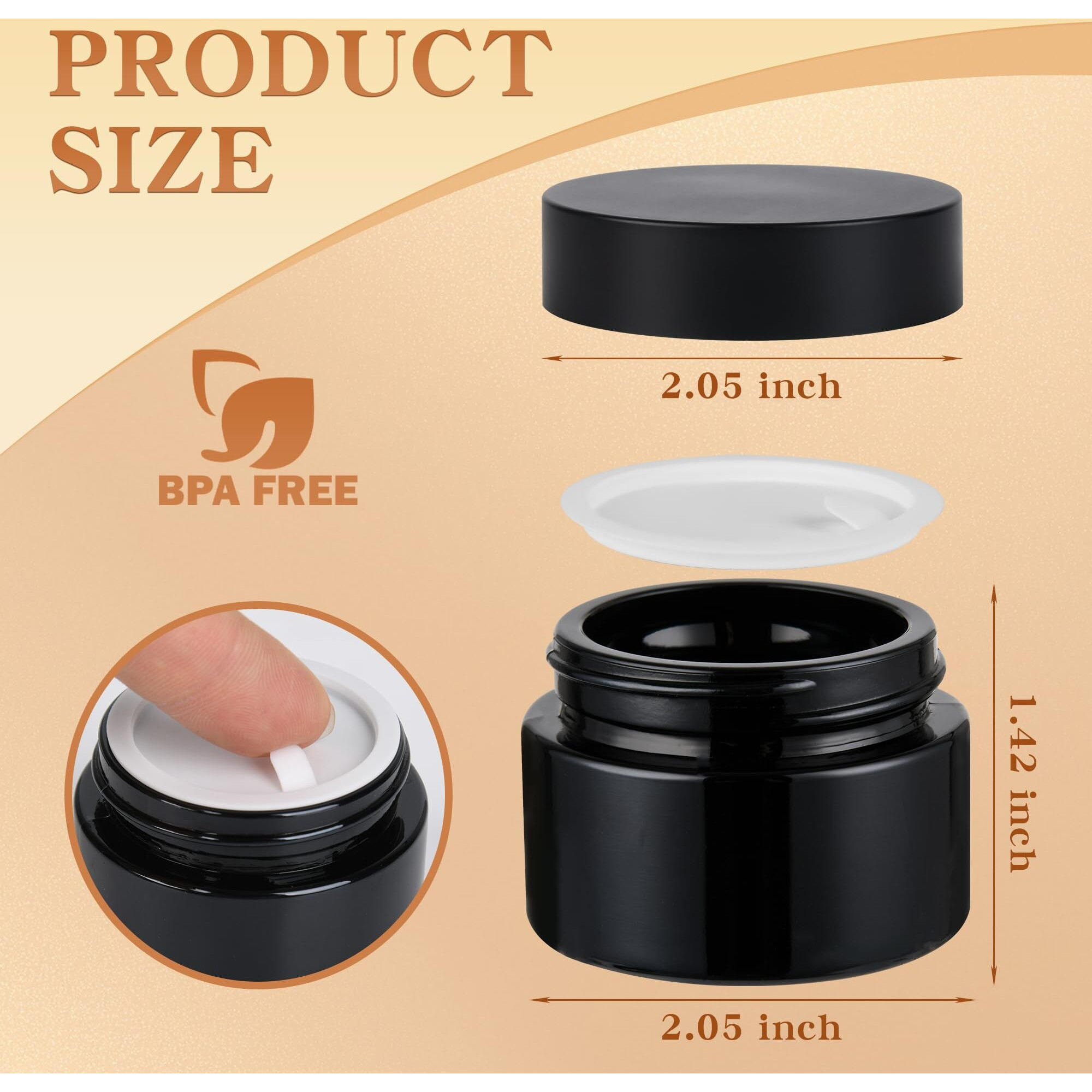 Glass Jars With Lids,Eco-Friendly Cosmetic Containers With Airtight Black Lids & Liners, Multi-Color Options For Cream, Lotion, Body Butter, Diy Skincare Travel Jars (Black, 1Oz)