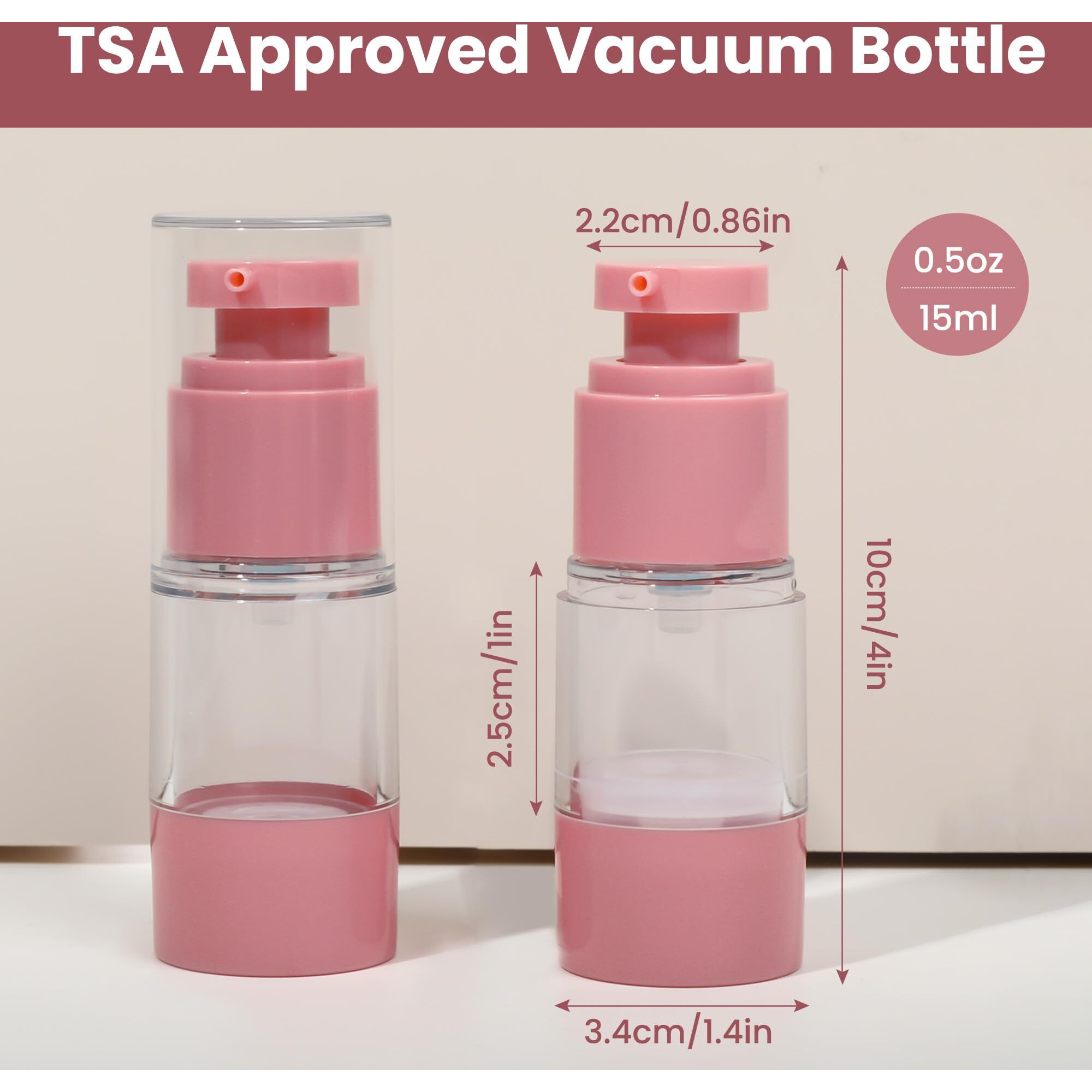 Ronrons 0.5Oz 15Ml Airless Pump Bottles, Small Travel Pump Bottle Leak Proof Refillable Cosmetic Containers For Foundation Moisturizer Lotion Skincare (3 Pieces)