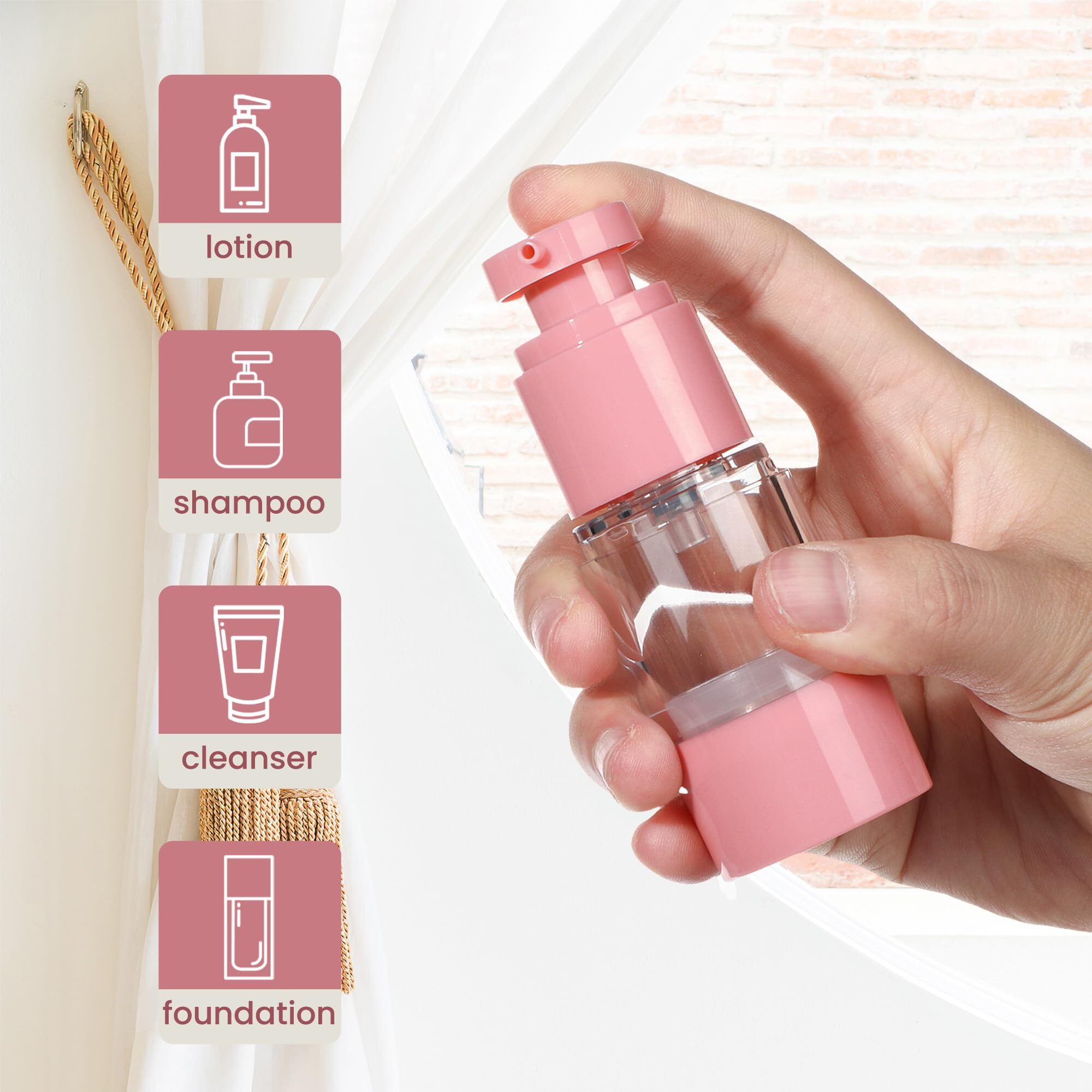 Ronrons 0.5Oz 15Ml Airless Pump Bottles, Small Travel Pump Bottle Leak Proof Refillable Cosmetic Containers For Foundation Moisturizer Lotion Skincare (3 Pieces)