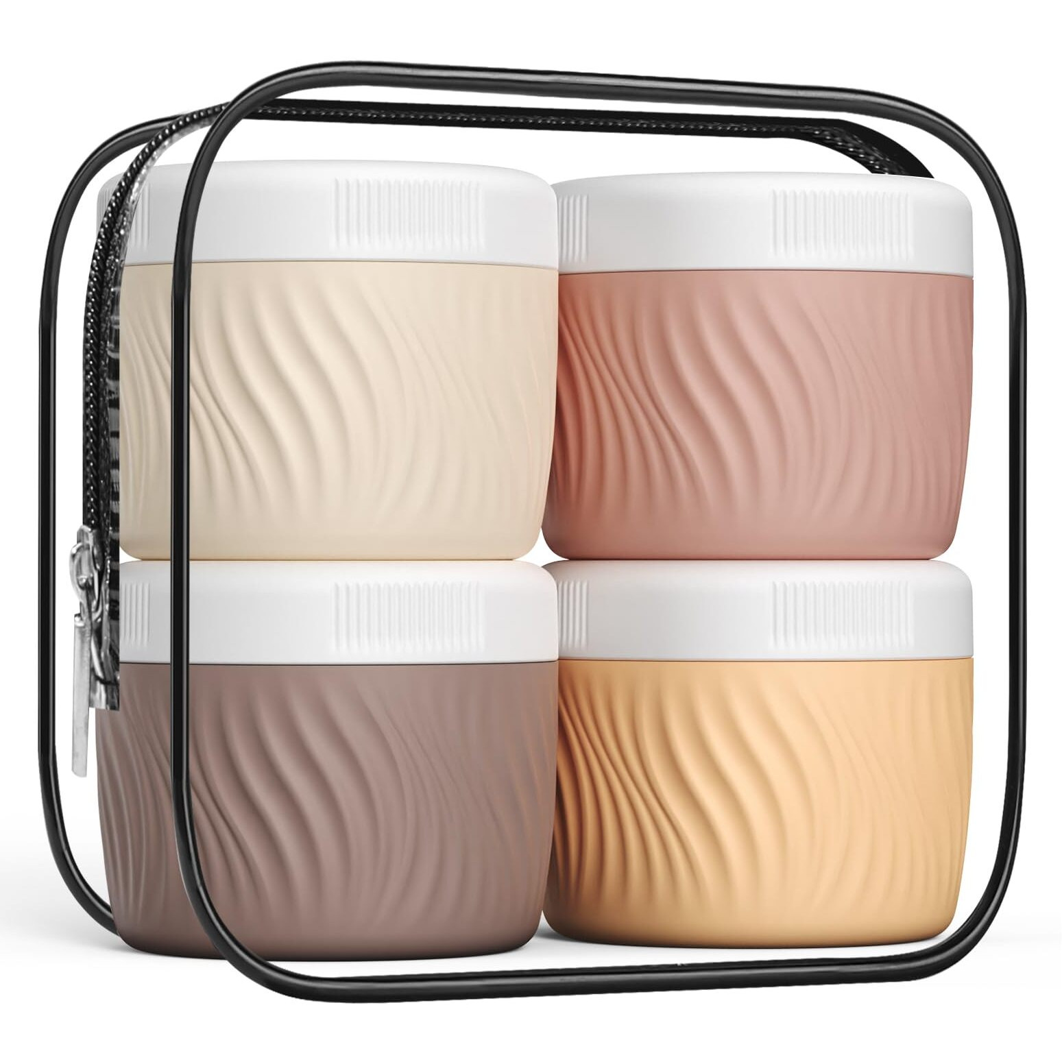 Kuangre Travel Containers For Toiletries, Silicone Cream Jars Bpa-Free, Tsa Approved 3Oz Travel Size Containers, Leak-Proof Portable Size Silicone Jars With Lid For Face Hand Body Cream (4 Pack)