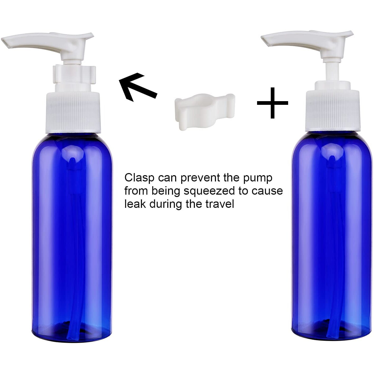 5 Pack Travel Bottles Pump Bottles Dispenser 3.4Oz/100Ml Plastic Lotion Pump Bottle Clear Travel Toiletry Bottles With Extra 1 Pump Leak Proof For Makeup Cosmetic Containers (Blue)