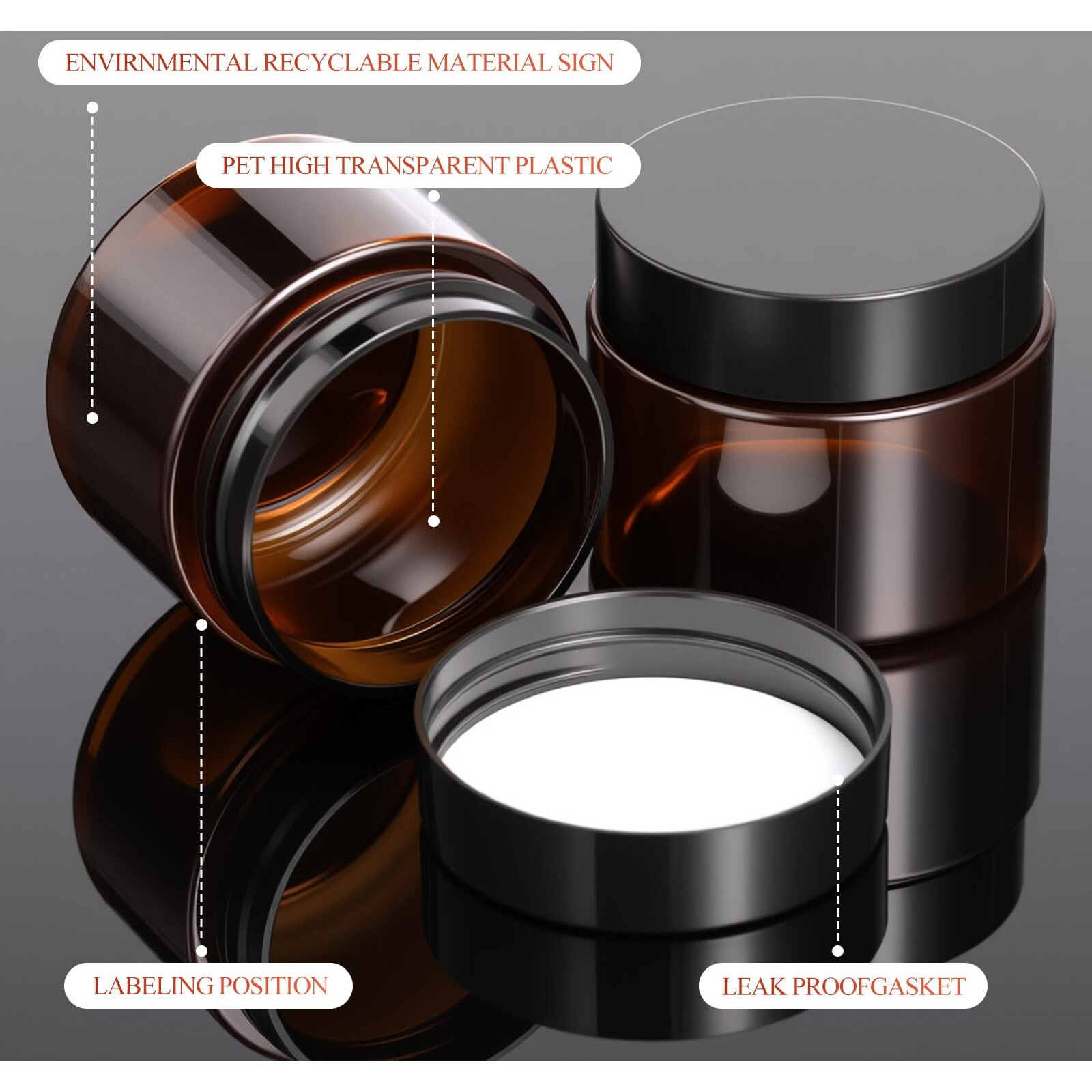 Patelai 60 Pcs Plastic Container Jars With Lids Round Clear Travel Cosmetic Container Jars For Toiletries, Lotion, Cream, Ointments, Makeup, Rhinestone, Samples, Kitchen Storage(Amber,2 Oz)
