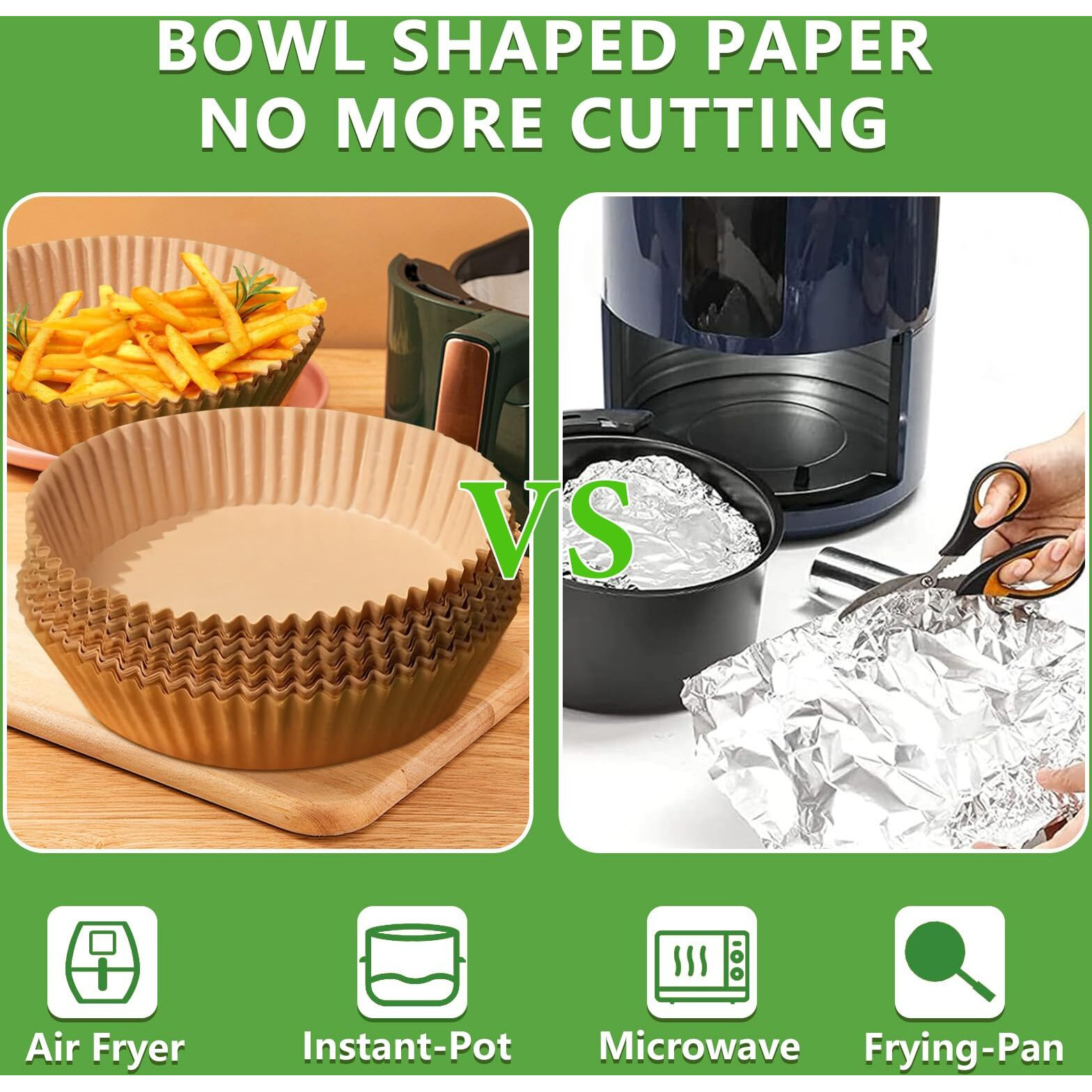 200Pcs Air Fryer Disposable Liner, Non-Stick Parchment Paper For Baking, Oil-Proof, Water-Proof, Food Grade (6.3"" Bottom, 7.9"" Top)
