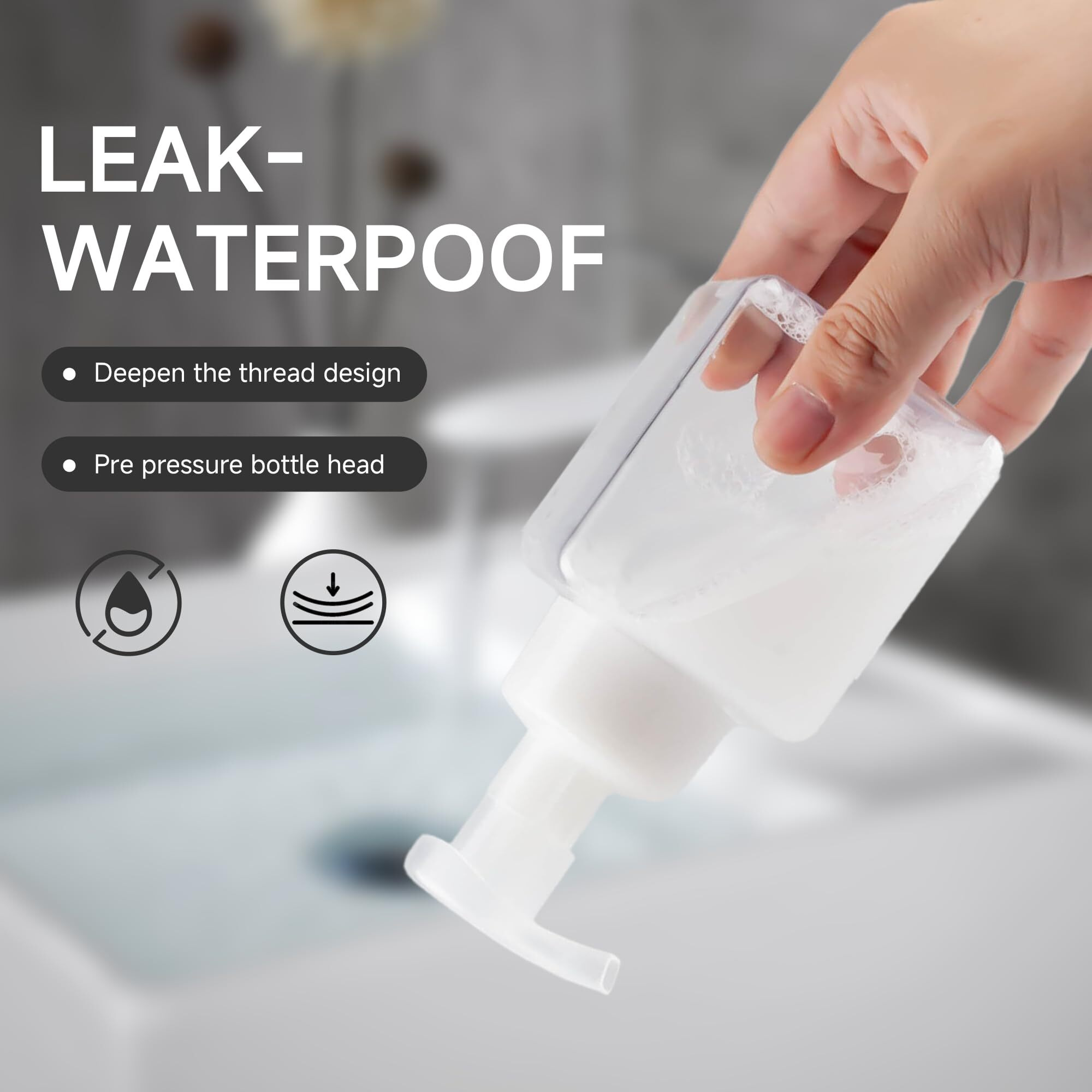 Zejia 250Ml Foaming Soap Dispenser, 2-Pack Plastic Hand Soap Dispenser, Refillable Leakproof Foam Pump Bottle With Waterproof Labels, For Shampoo, Body Wash