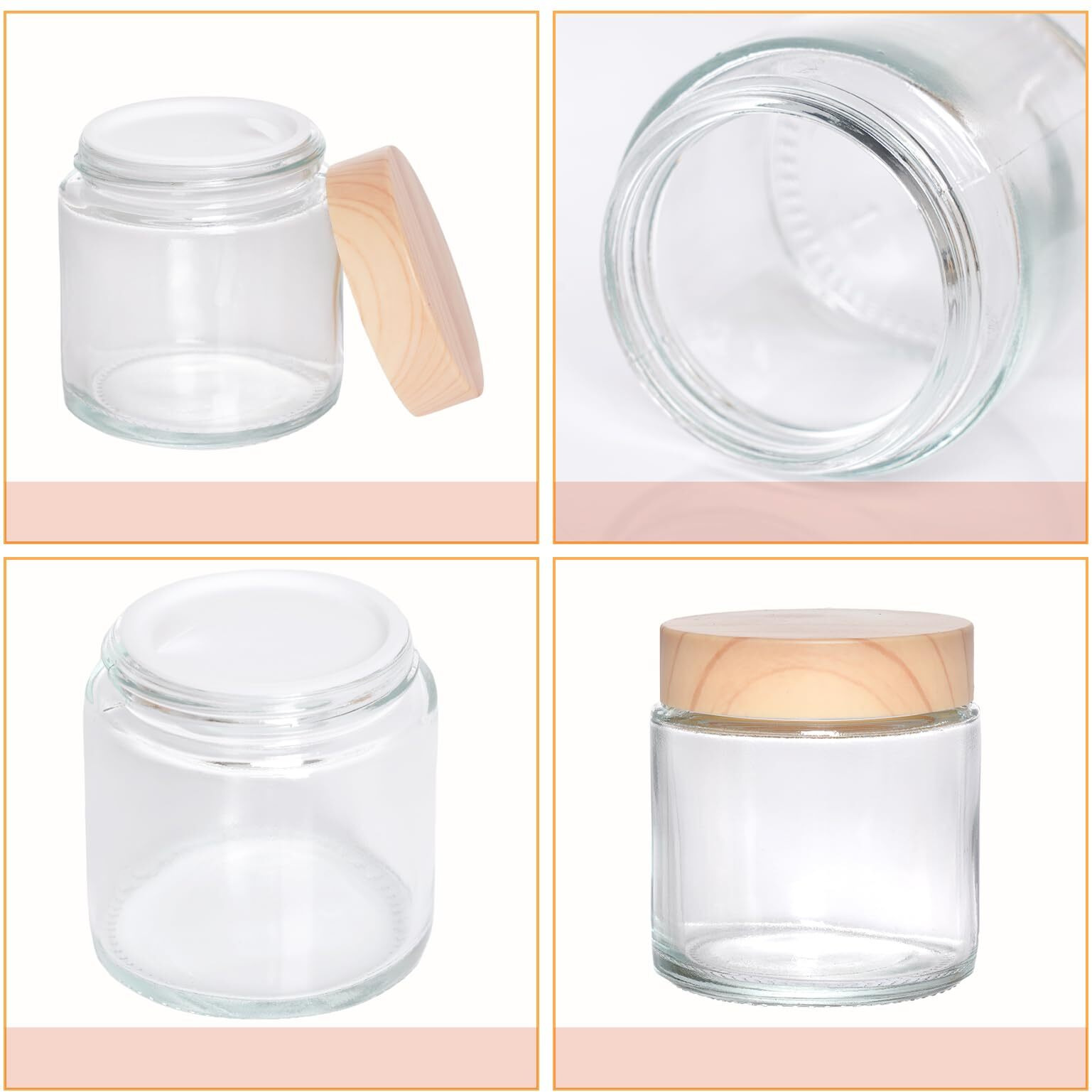 Miayon 6Pcs 3.53 Oz Small Travel Lotion Containers With Lids Glass Sample Empty Round Cosmetic Jar Bottles For Creams Makeup Lotion Toiletries Storage (White, 100 Gram)