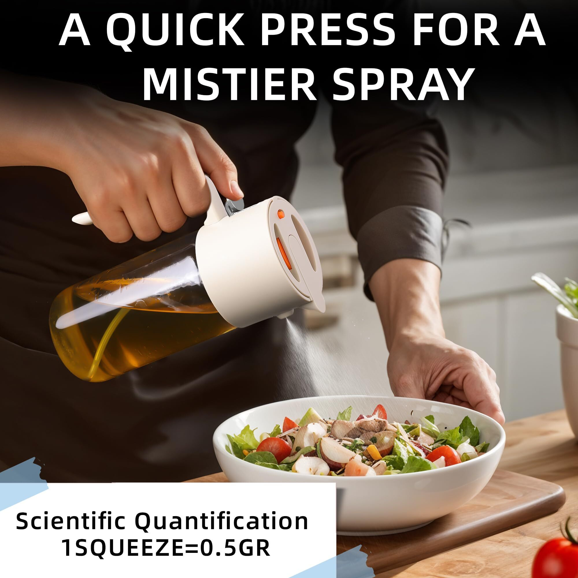 Costop Oil Sprayer For Cooking, 2025 Large Advanced Olive Oil Dispenser Bottle,500Ml/17Oz Glass Olive Oil Sprayer,2 In 1 Even Spray With Portion Control For Kitchen, Air Fryer, Salad, Bbq - White