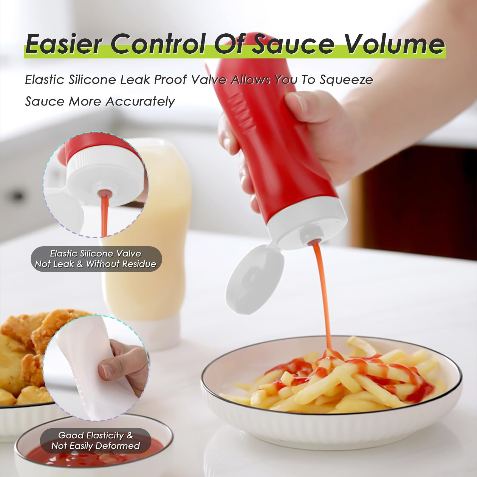 Nacxbwer Condiment Squeeze Bottles For Ketchup Hot Sauce Liquids Oil With Caps For Condensed Milk Mustard Salad Dressing Dispenser Clear Plastic Bottles Dressing Container Hd Pe(8 Pack 11Oz)