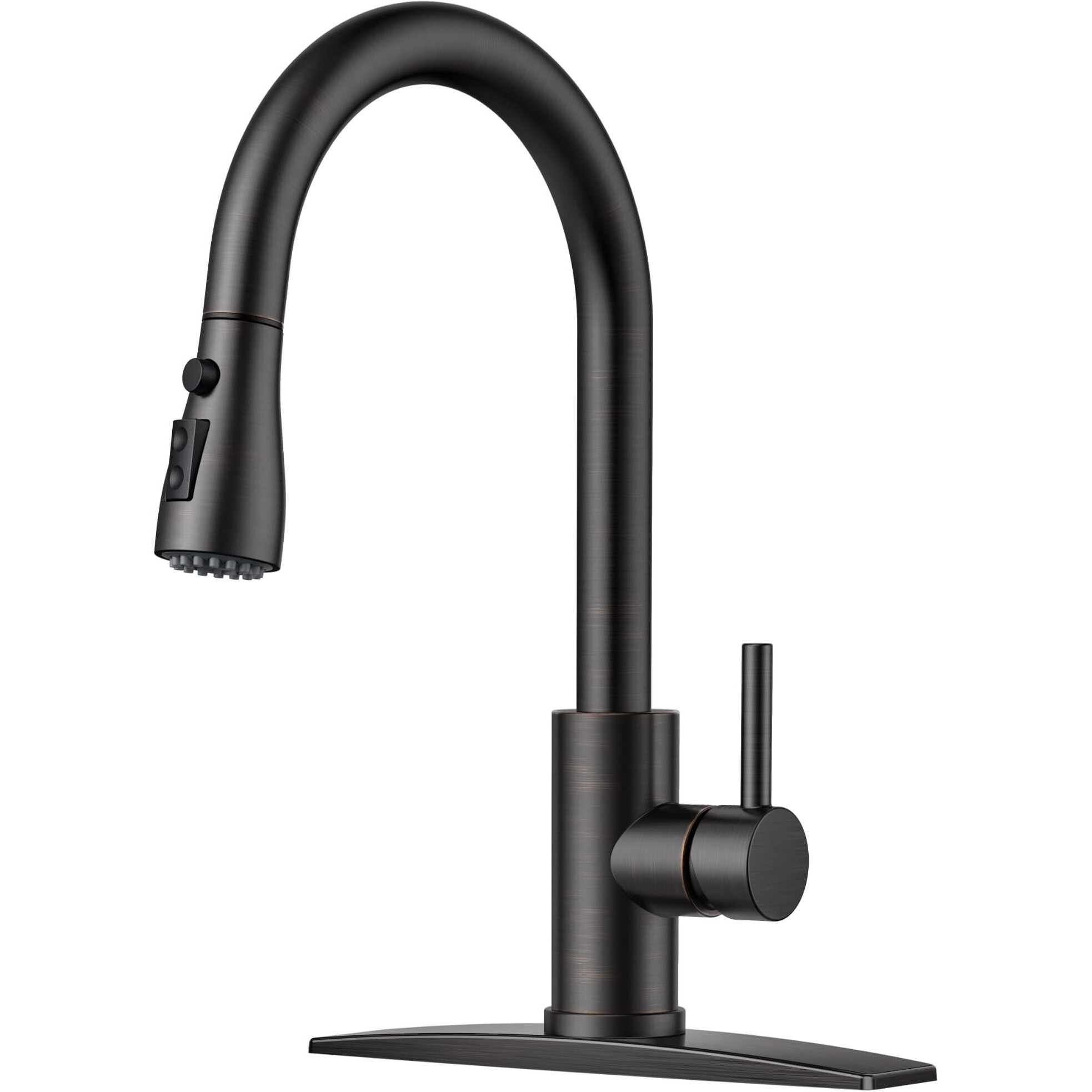 Forious Kitchen Faucet With Pull Down Sprayer, Bar High Arc Single Handle Traditional 3 Modes Stainless Steel Faucet For Kitchen Sink Farmhouse Rv Laundry Camper, Oil Rubbed Bronze