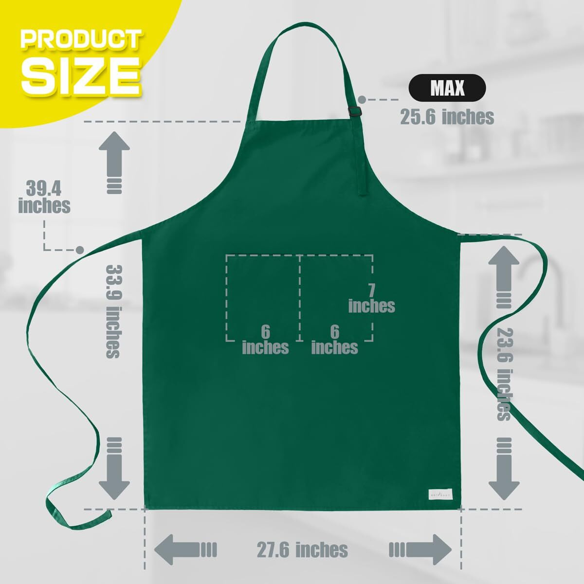 Rotanet Extra Large Apron For Men Adjustable Bib Aprons With 2 Pockets Cooking Kitchen Bbq Grilling Big For Women Chef Water & Oil Resistant Green