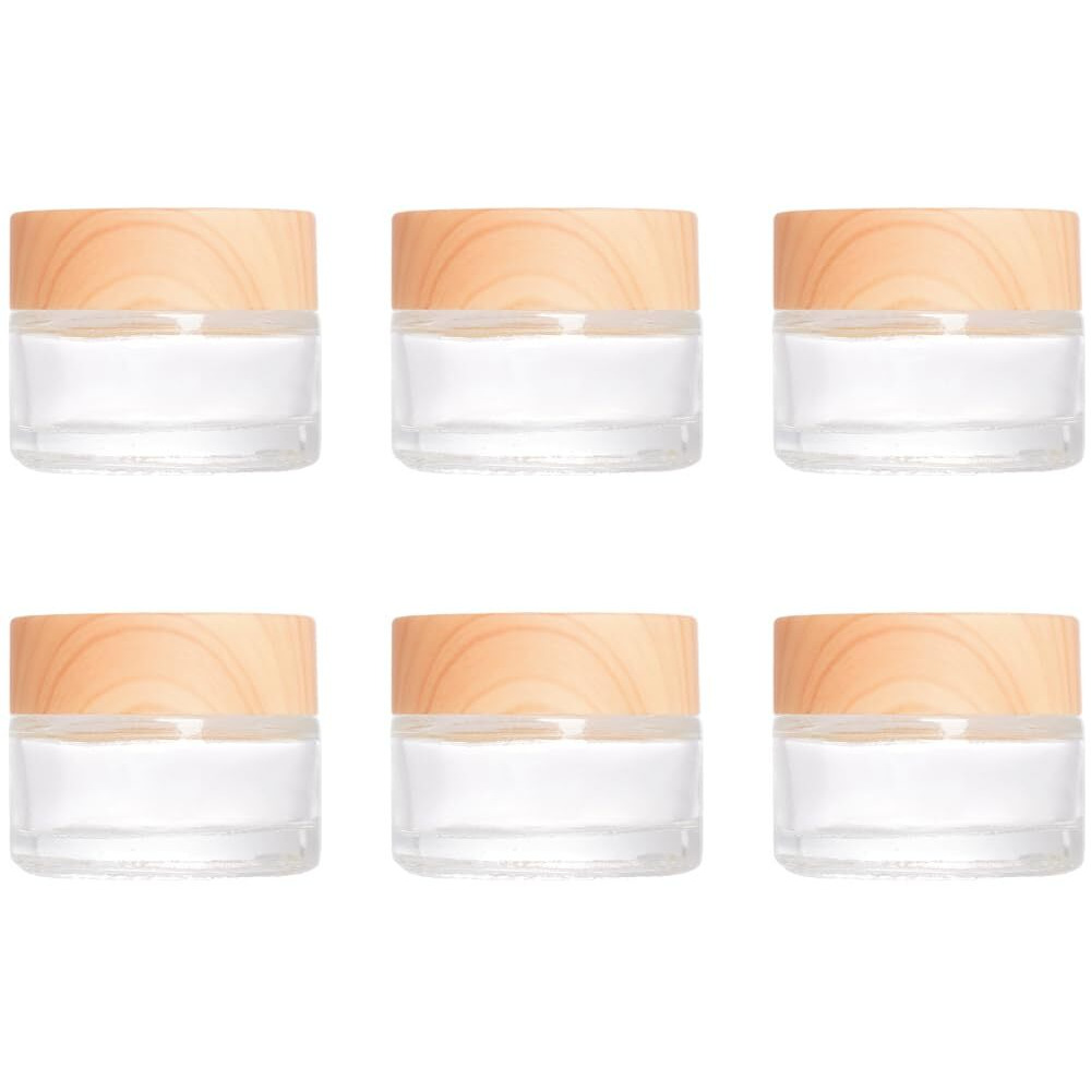 Miayon 6Pcs 0.53 Oz Small Travel Lotion Containers With Lids Glass Sample Empty Round Cosmetic Jar Bottles For Creams Makeup Lotion Toiletries Storage (White, 15 Gram)