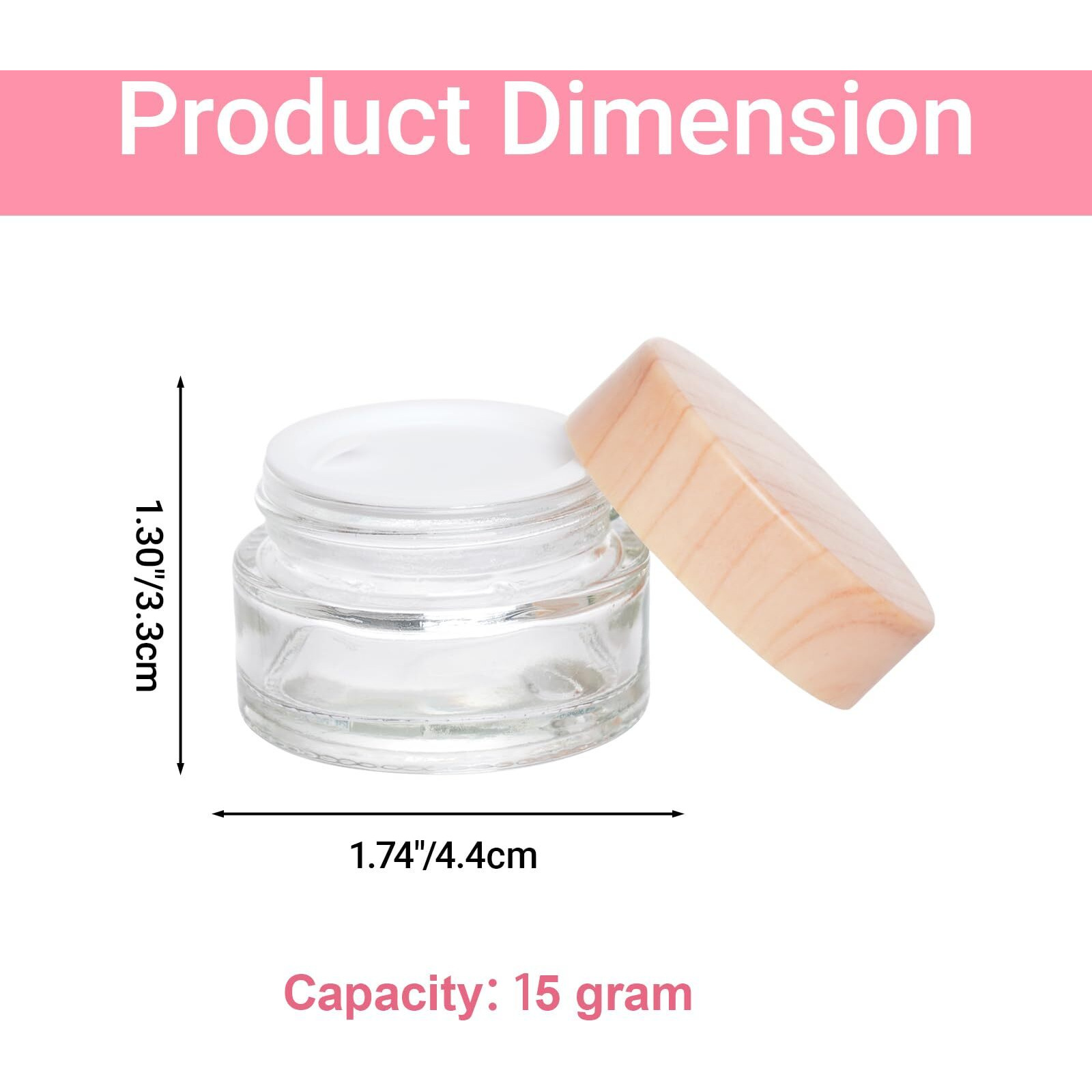 Miayon 6Pcs 0.53 Oz Small Travel Lotion Containers With Lids Glass Sample Empty Round Cosmetic Jar Bottles For Creams Makeup Lotion Toiletries Storage (White, 15 Gram)